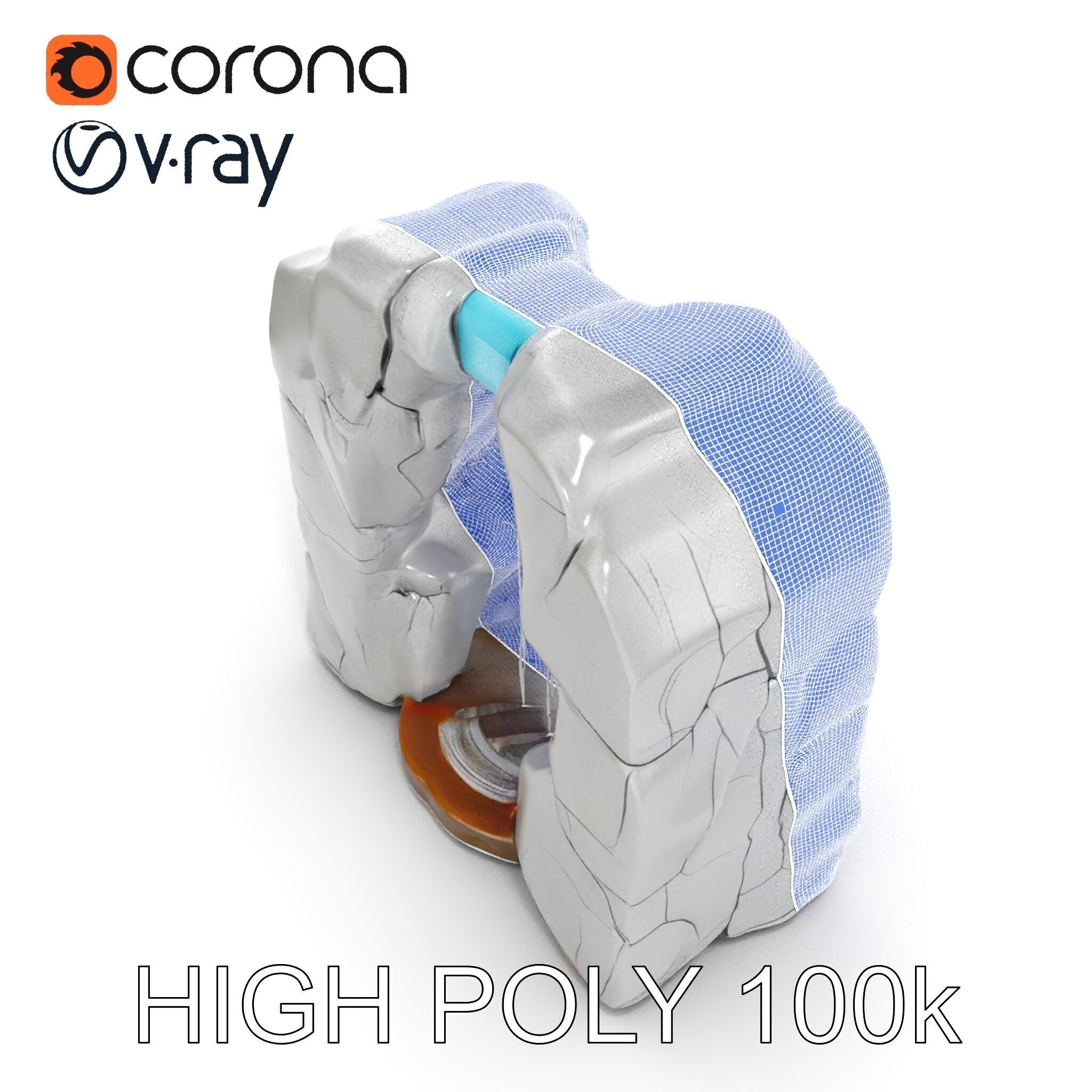 Natural Stone Arch Waterfall Model Pack Low-poly 3D model_24