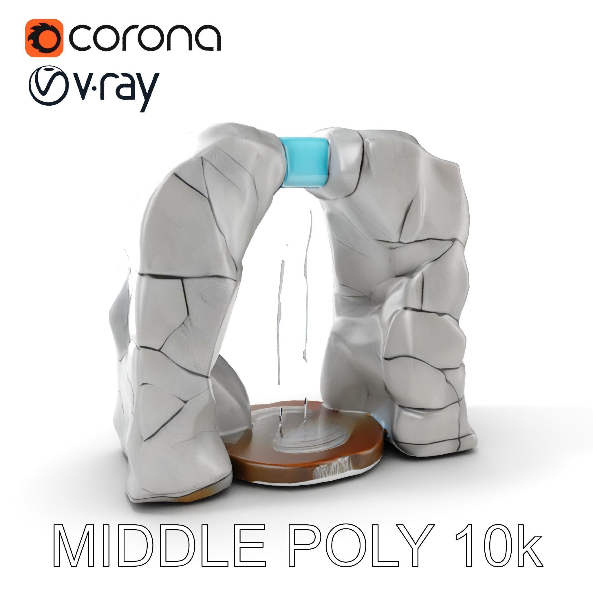 Natural Stone Arch Waterfall Model Pack Low-poly 3D model_7