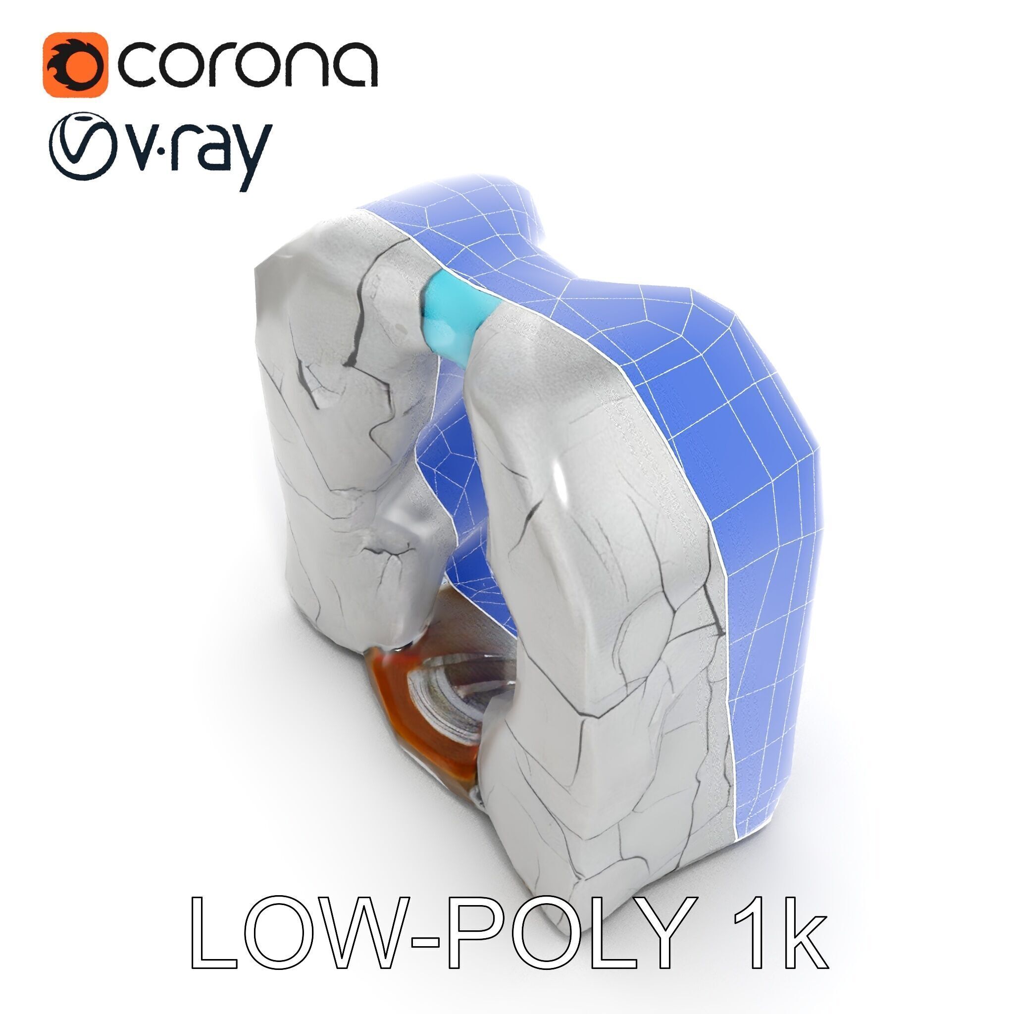 Natural Stone Arch Waterfall Model Pack Low-poly 3D model_23