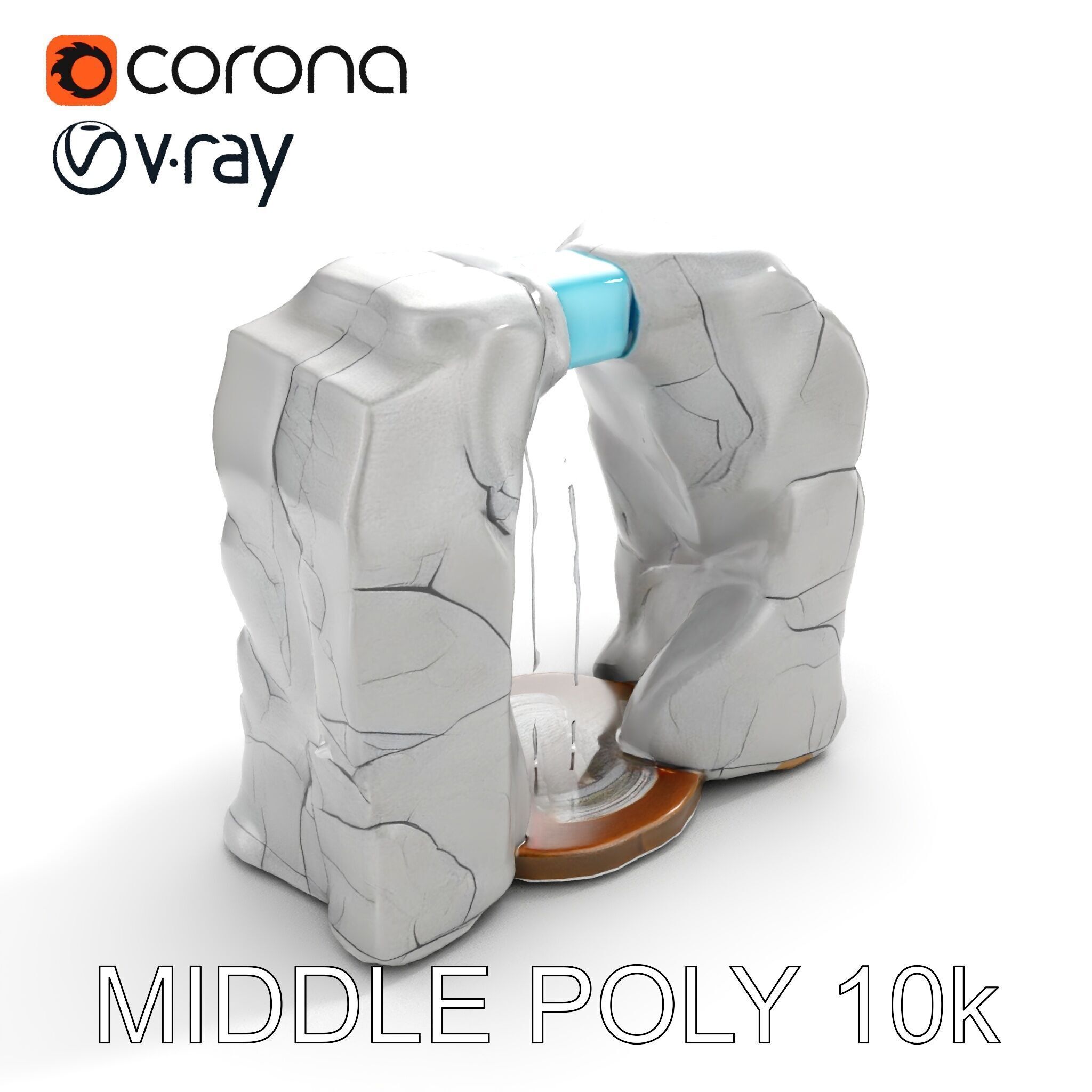 Natural Stone Arch Waterfall Model Pack Low-poly 3D model_11