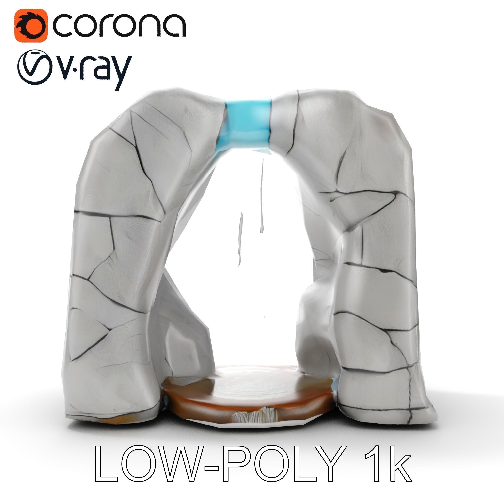 Natural Stone Arch Waterfall Model Pack Low-poly 3D model_14