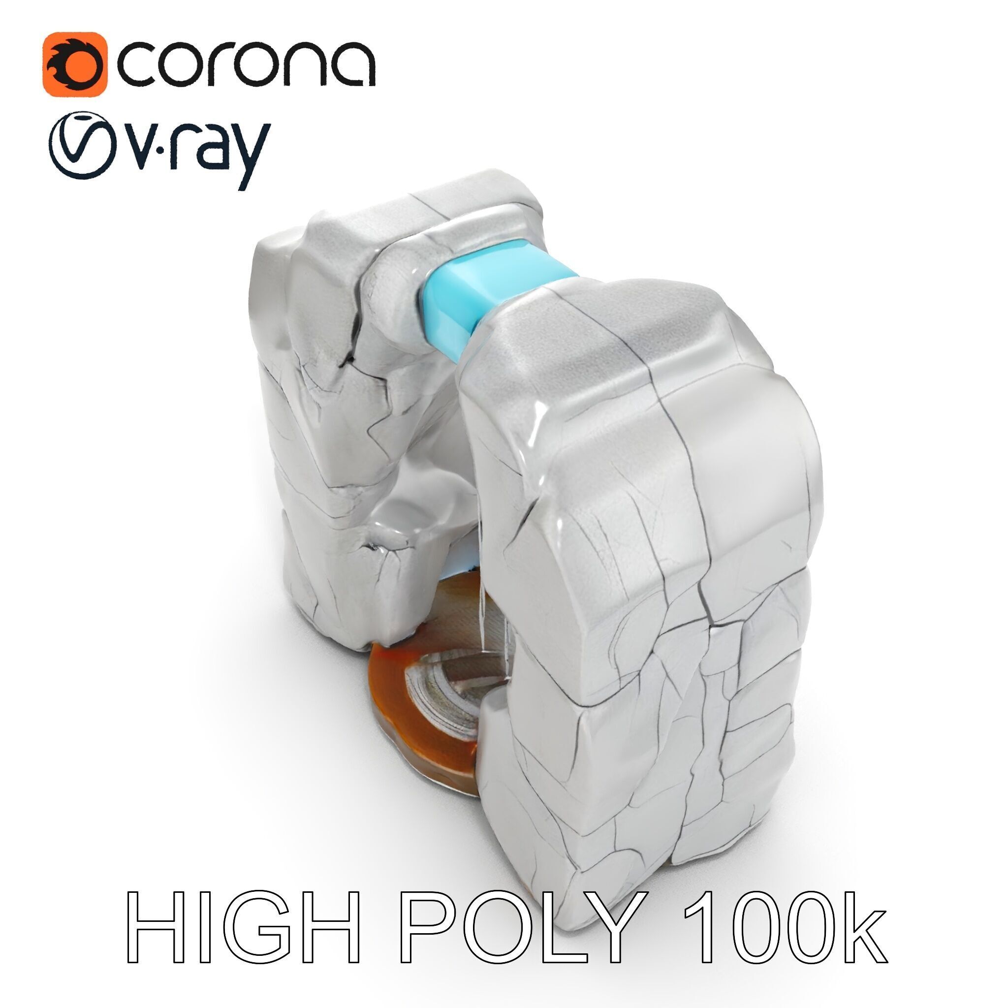 Natural Stone Arch Waterfall Model Pack Low-poly 3D model_27