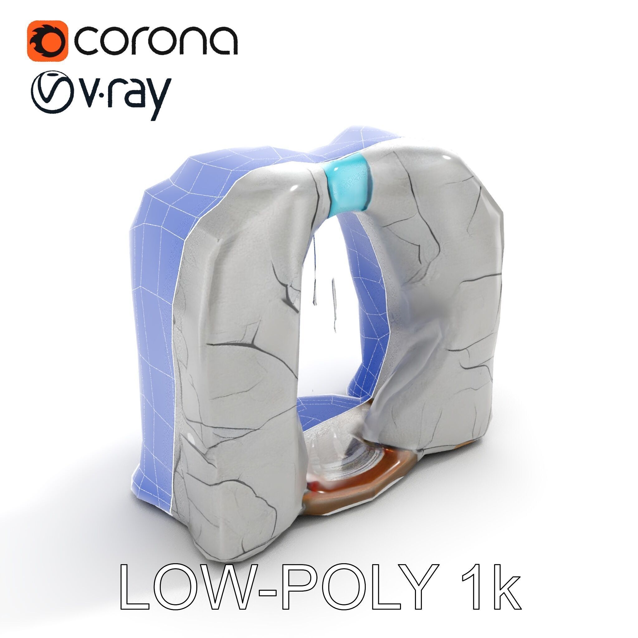 Natural Stone Arch Waterfall Model Pack Low-poly 3D model_29