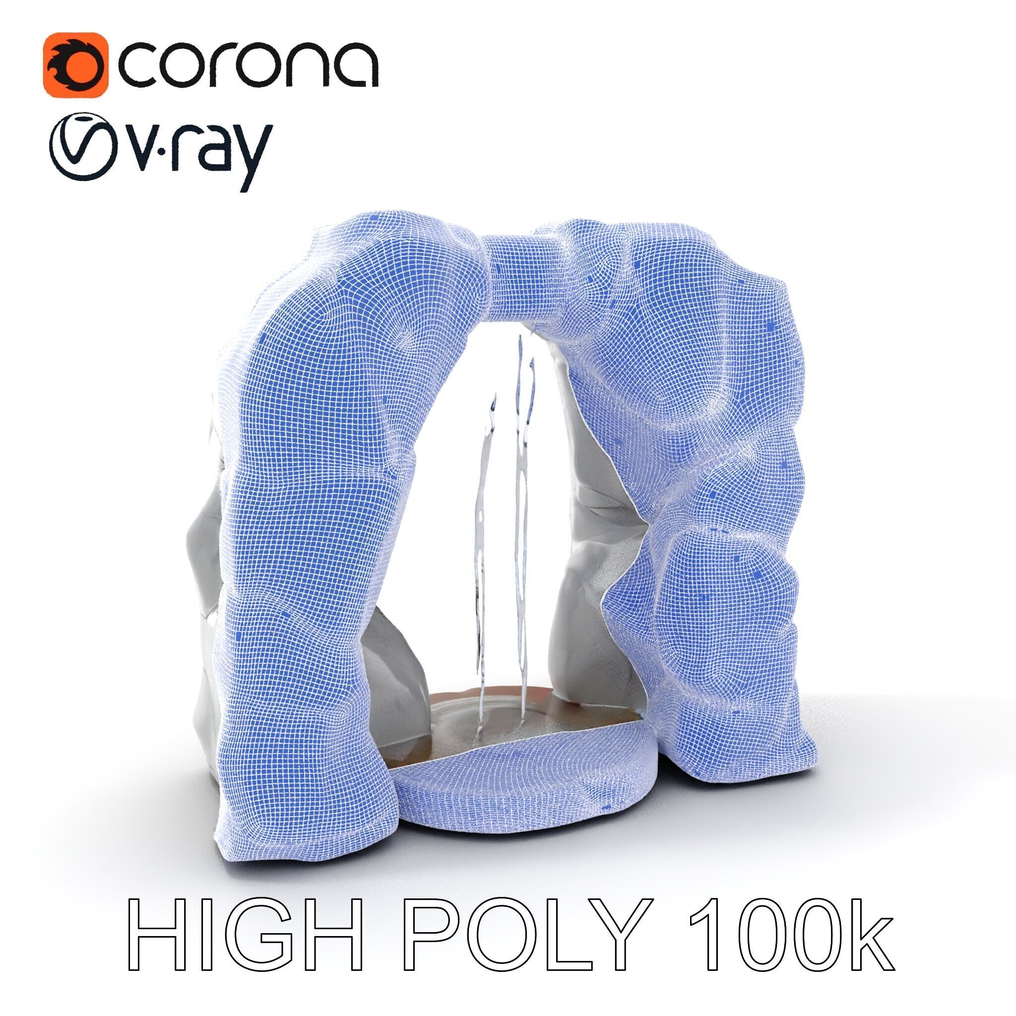 Natural Stone Arch Waterfall Model Pack Low-poly 3D model_5