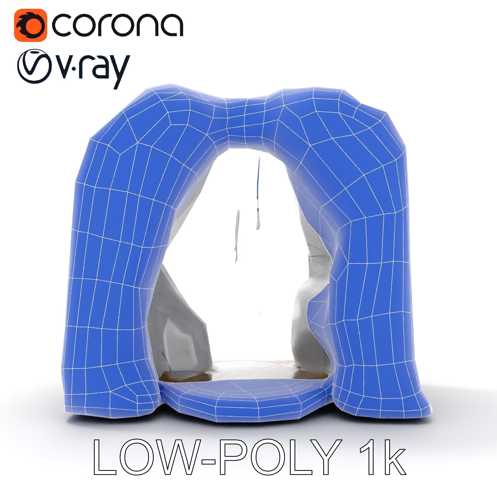 Natural Stone Arch Waterfall Model Pack Low-poly 3D model_32