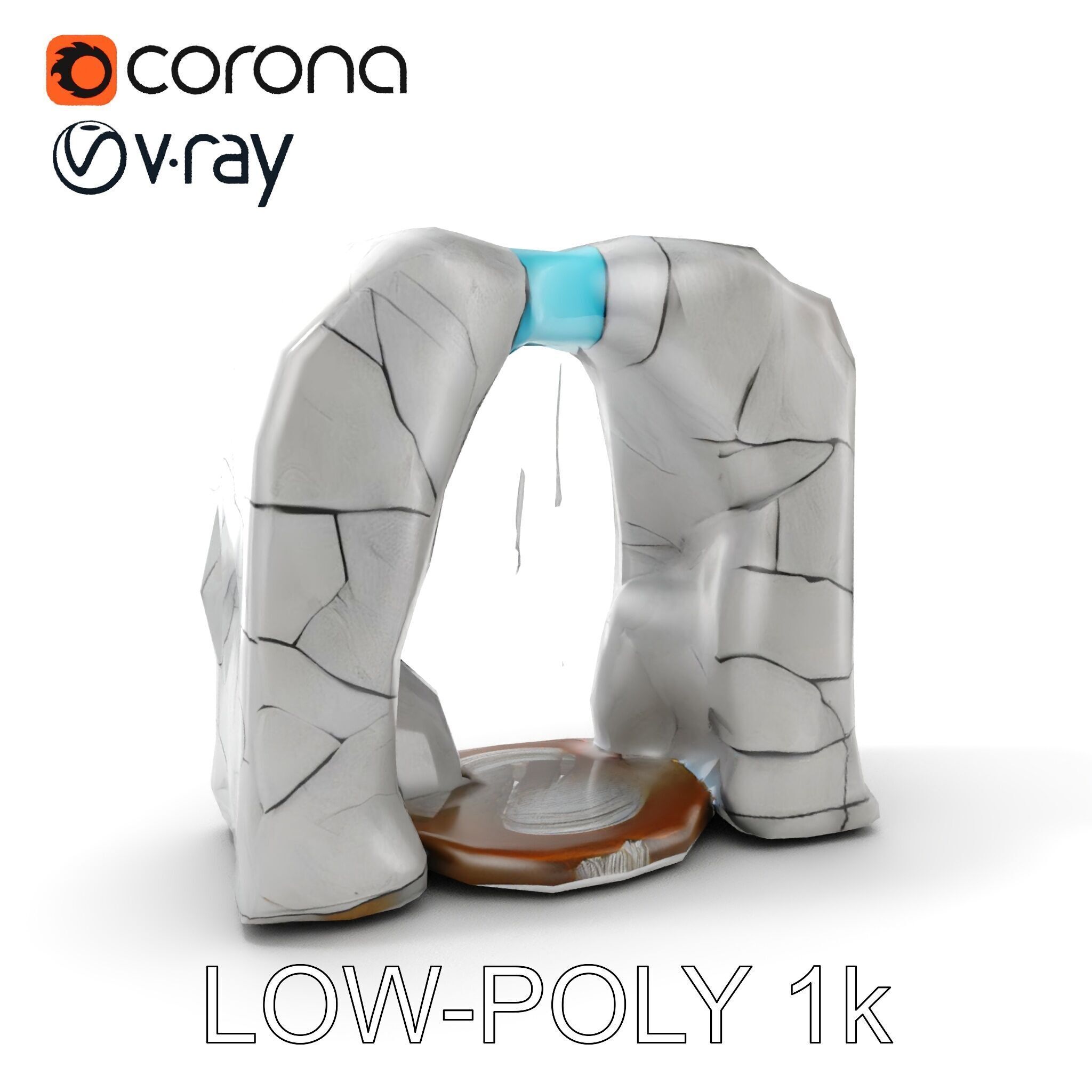 Natural Stone Arch Waterfall Model Pack Low-poly 3D model_12