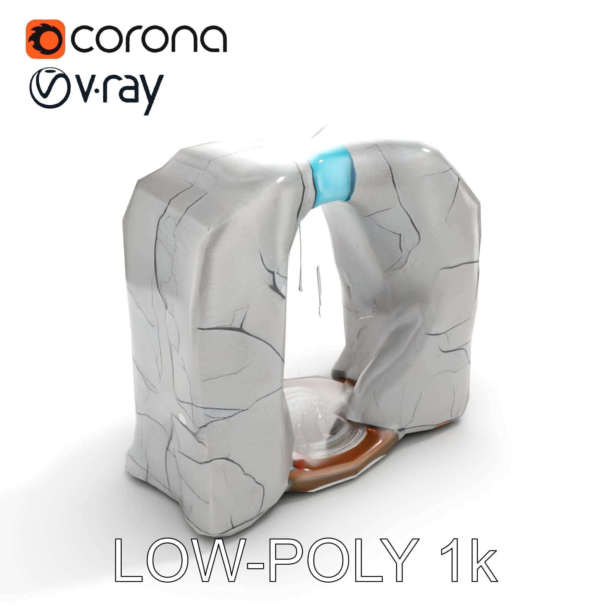 Natural Stone Arch Waterfall Model Pack Low-poly 3D model_17