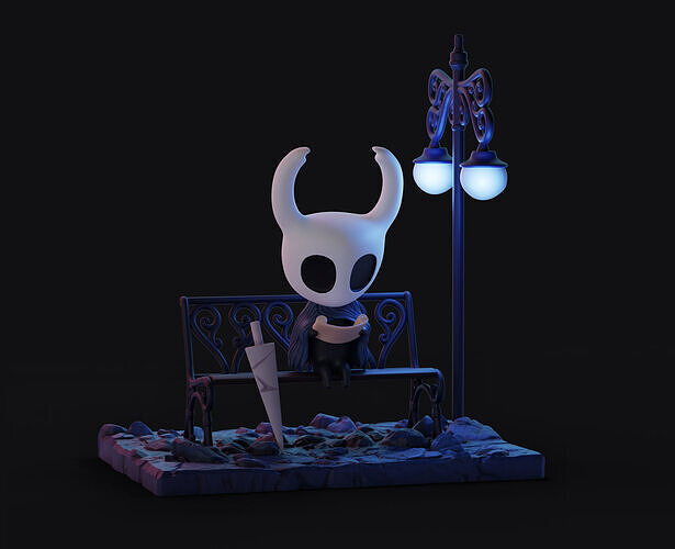 Hollow Knight Bench Diorama 3D Printable Scene Hollow Knight 3D print model