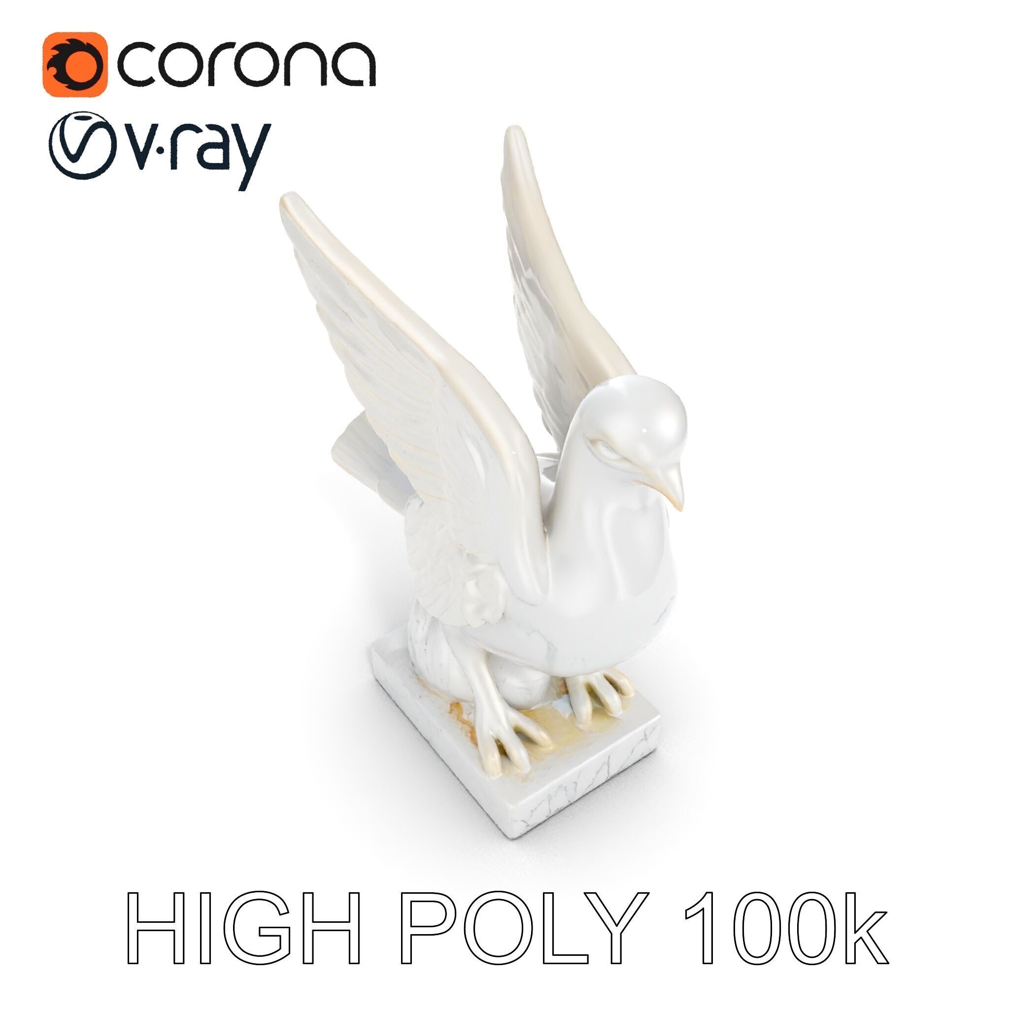Elegant Dove Statue Model Pack for D Rendering Low-poly 3D model_30