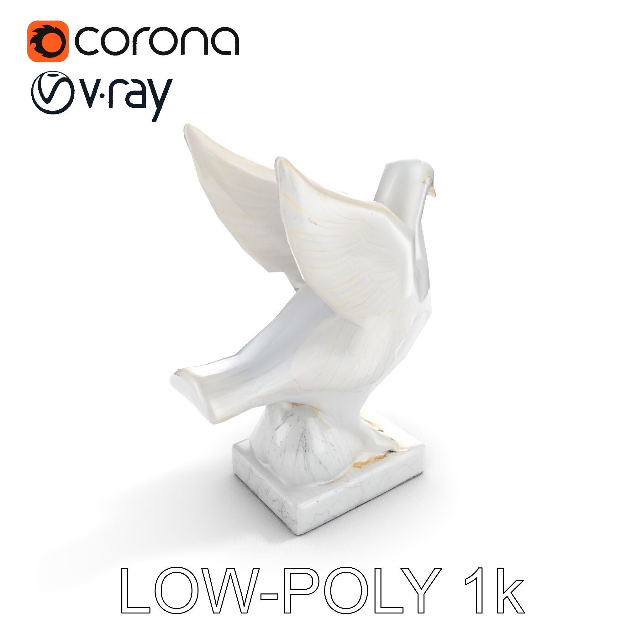 Elegant Dove Statue Model Pack for D Rendering Low-poly 3D model_12