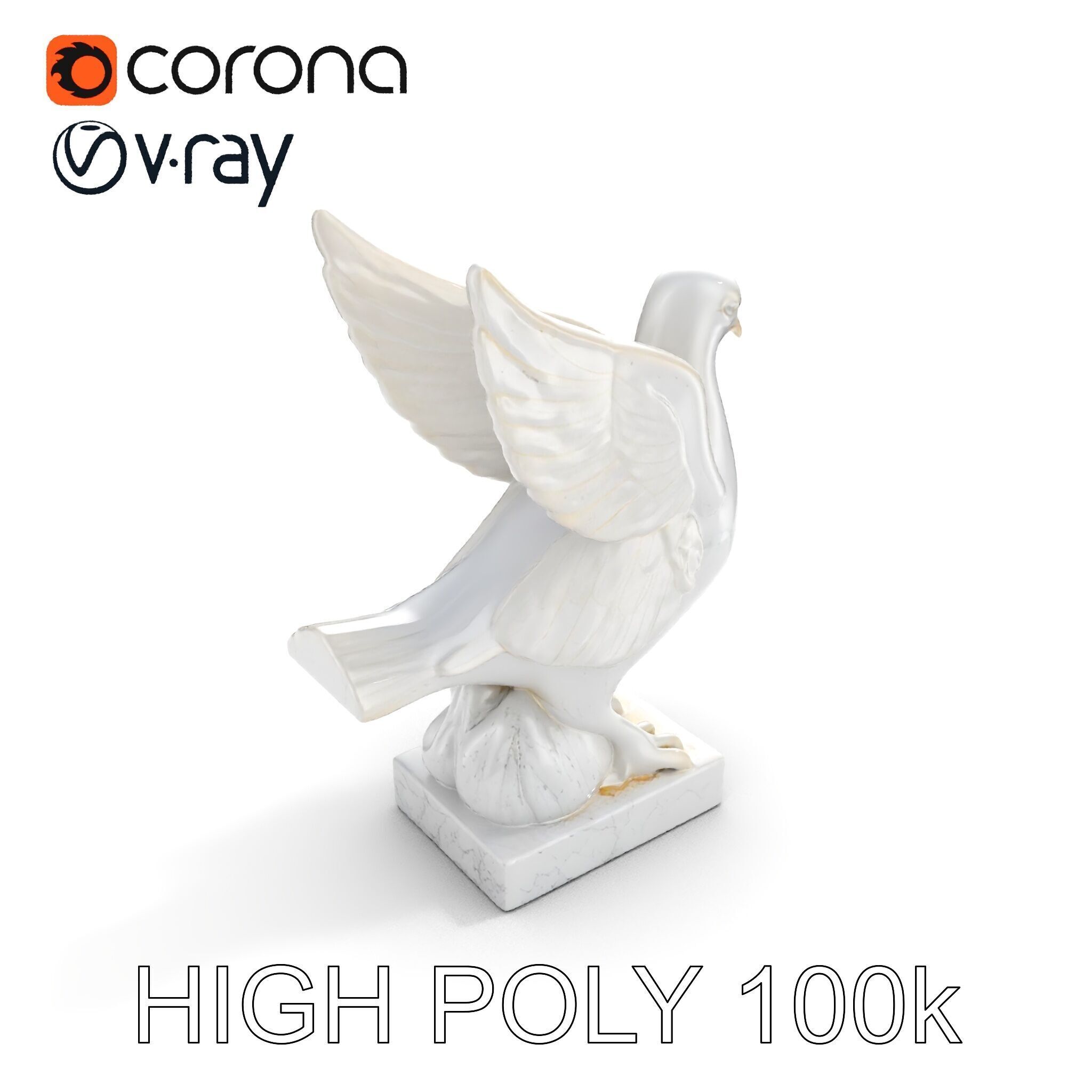 Elegant Dove Statue Model Pack for D Rendering Low-poly 3D model_13