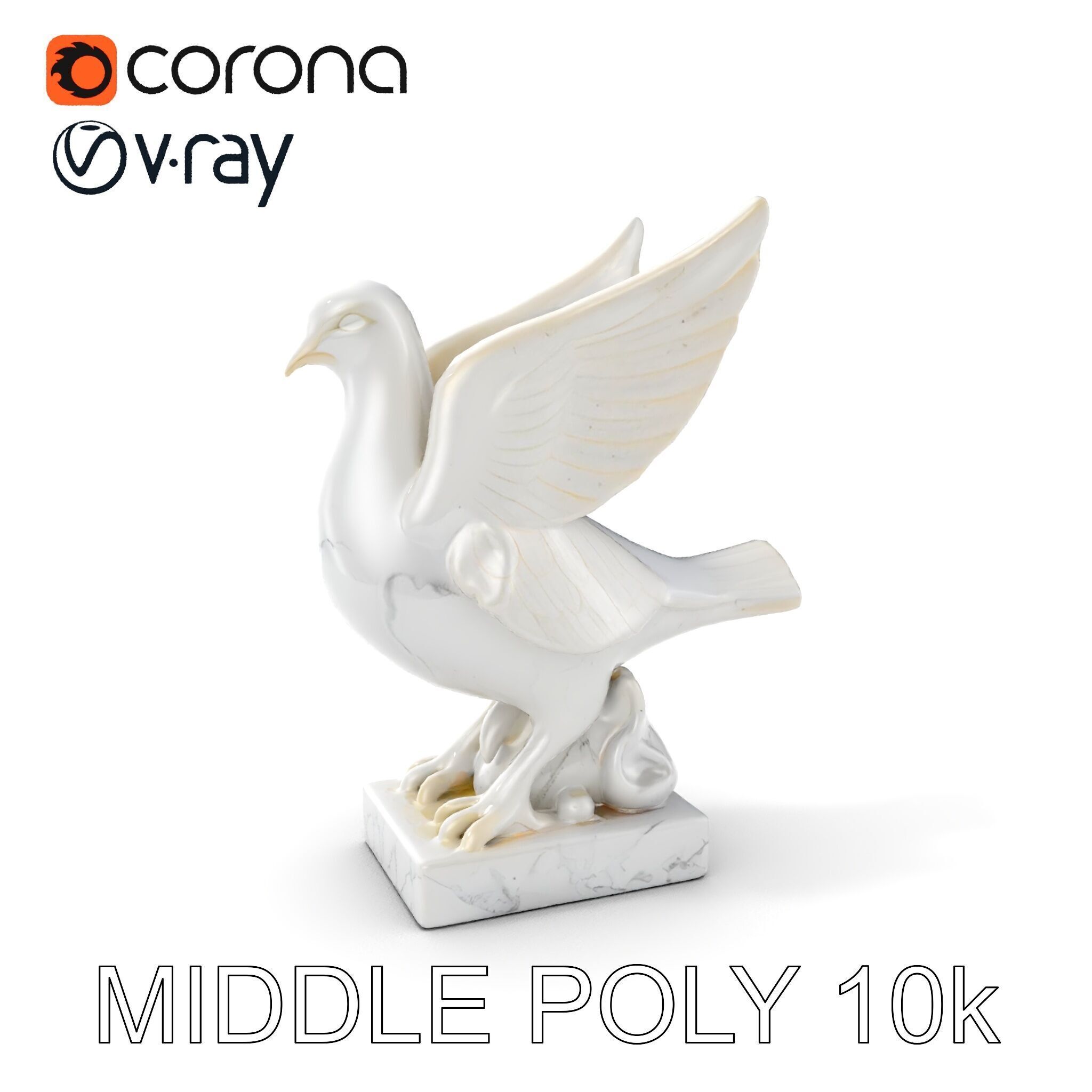 Elegant Dove Statue Model Pack for D Rendering Low-poly 3D model_7