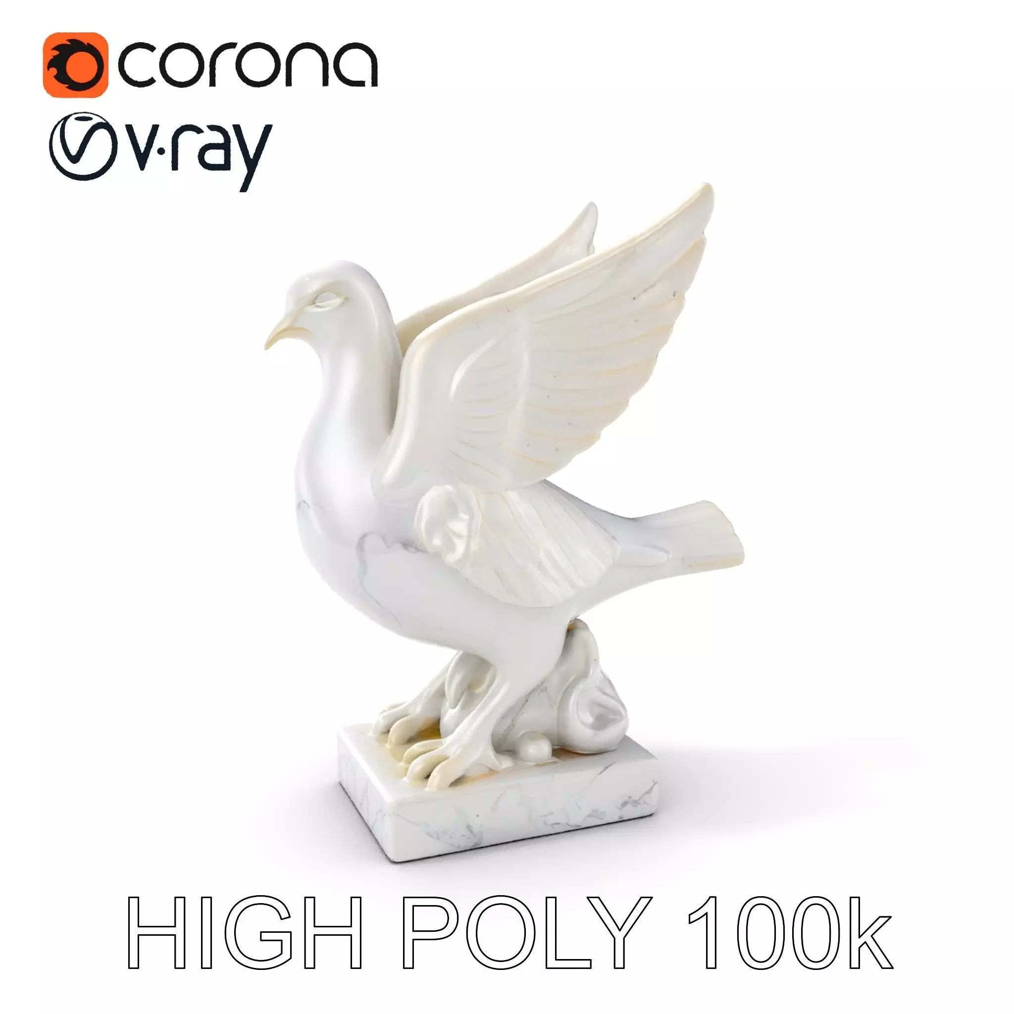 Elegant Dove Statue Model Pack for D Rendering Low-poly 3D model_0