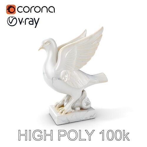 Elegant Dove Statue Model Pack for D Rendering Low-poly 3D model