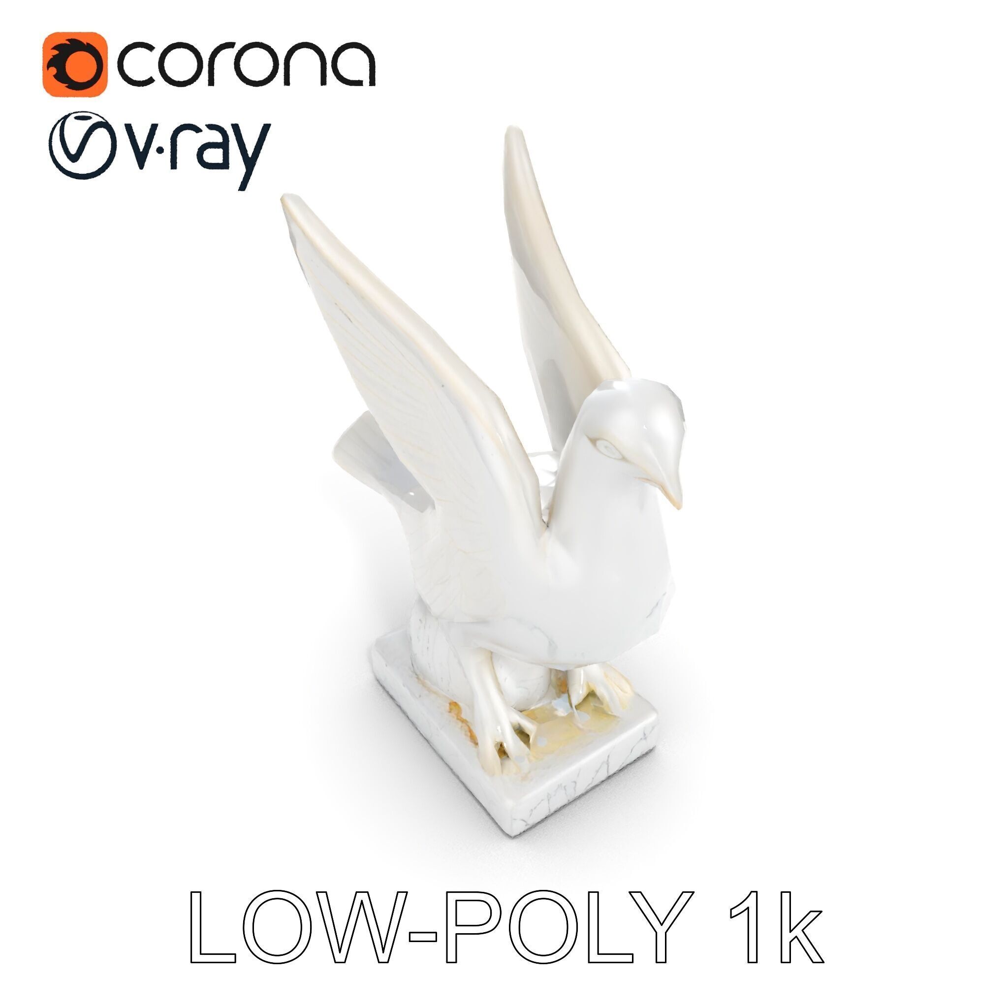 Elegant Dove Statue Model Pack for D Rendering Low-poly 3D model_24