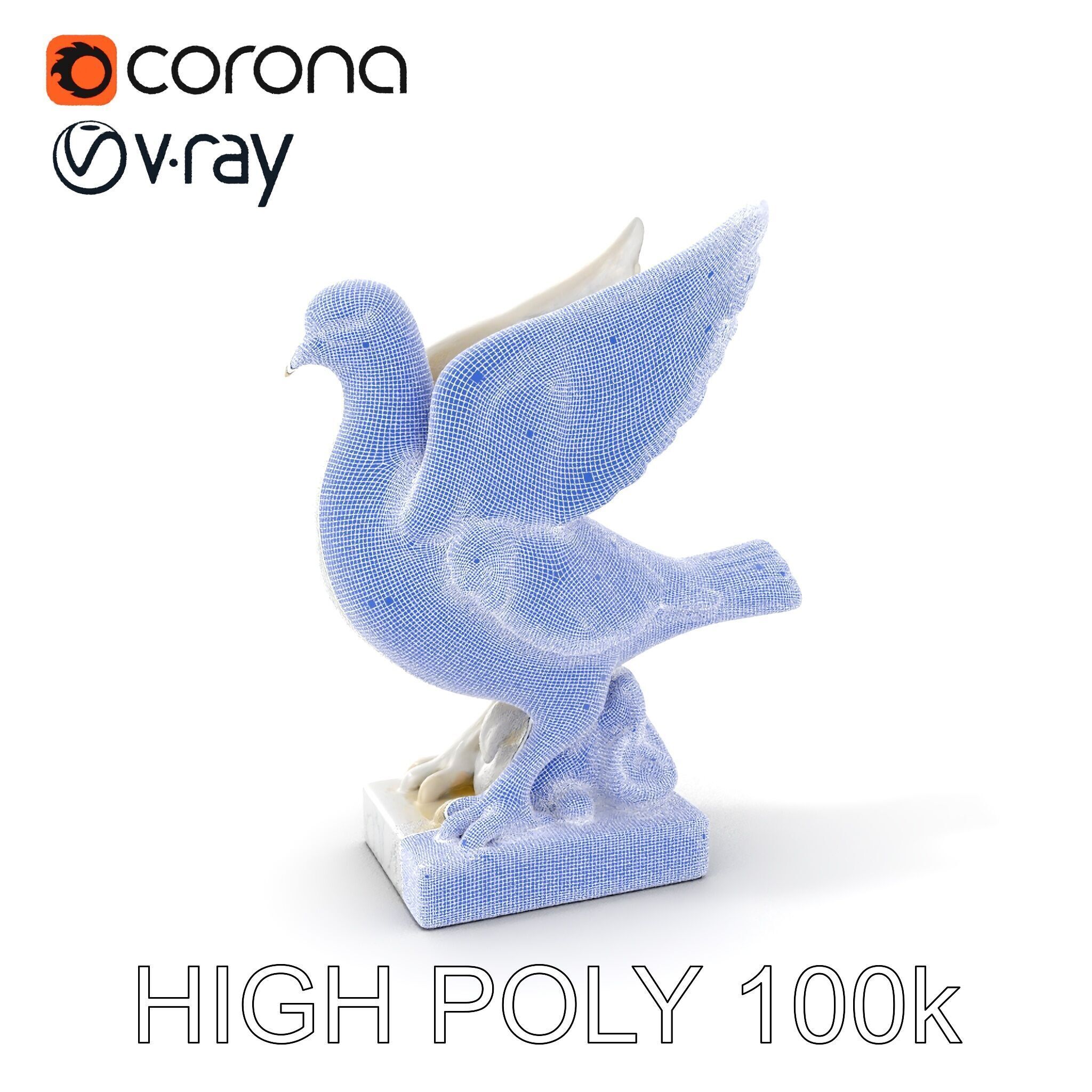 Elegant Dove Statue Model Pack for D Rendering Low-poly 3D model_5