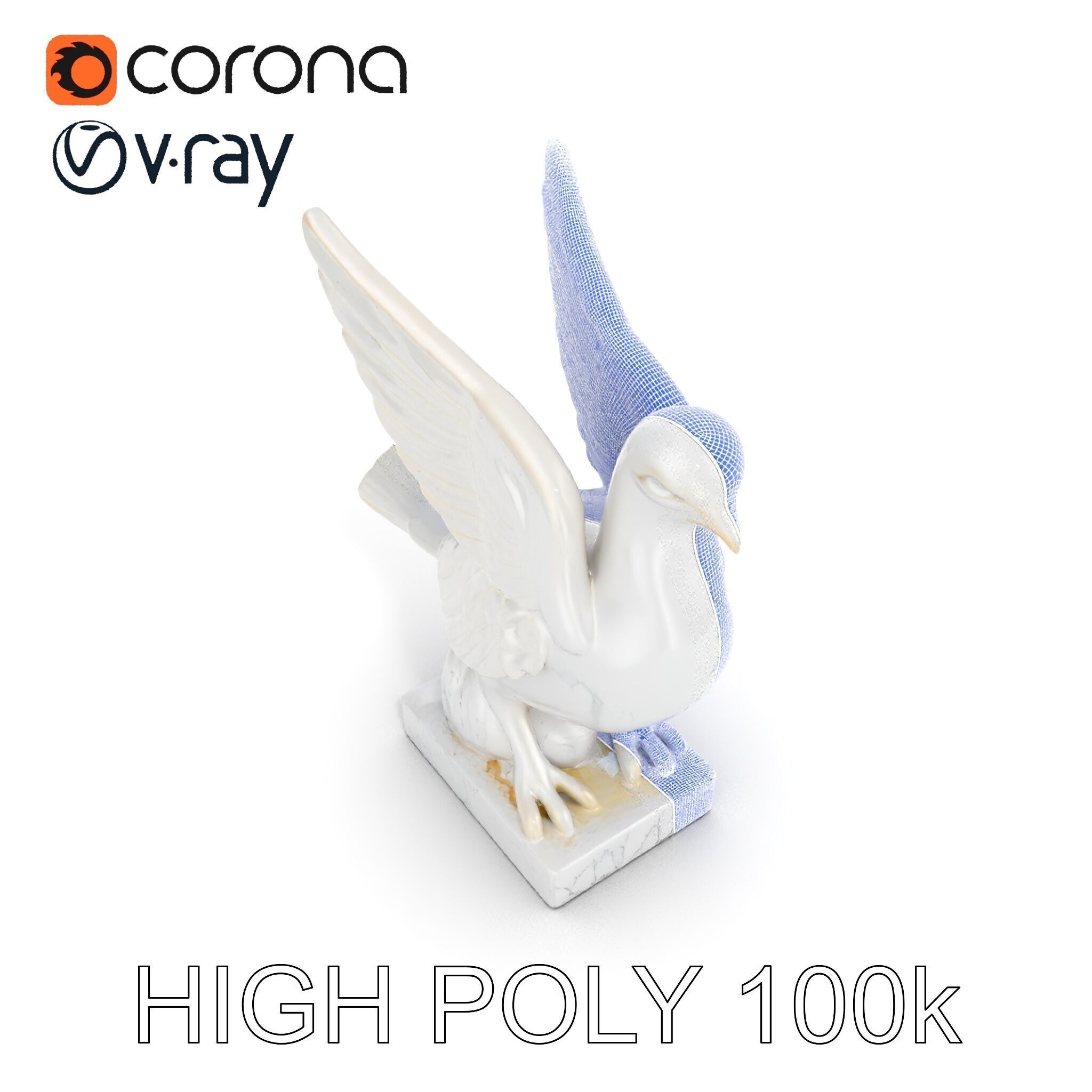 Elegant Dove Statue Model Pack for D Rendering Low-poly 3D model_16