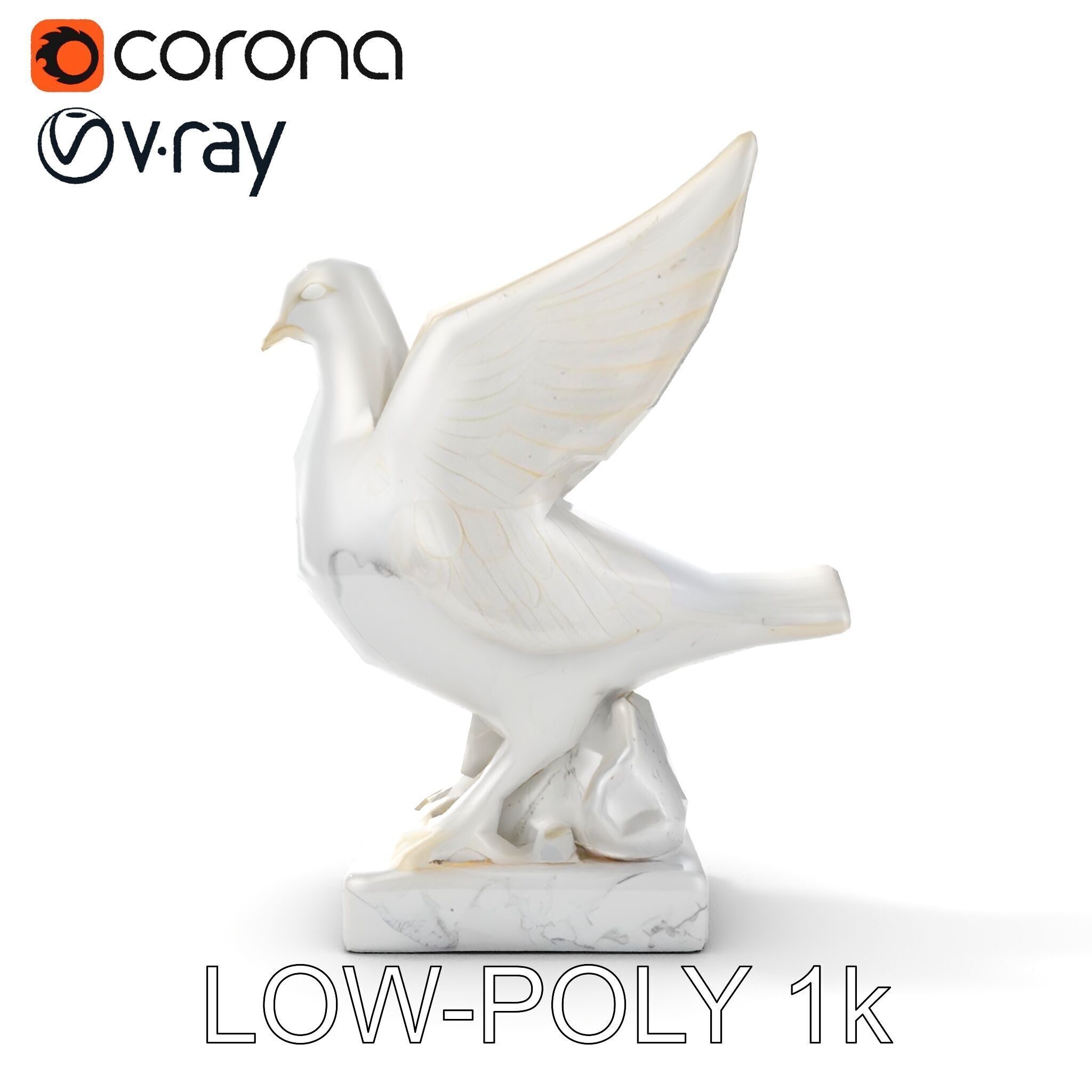 Elegant Dove Statue Model Pack for D Rendering Low-poly 3D model_15
