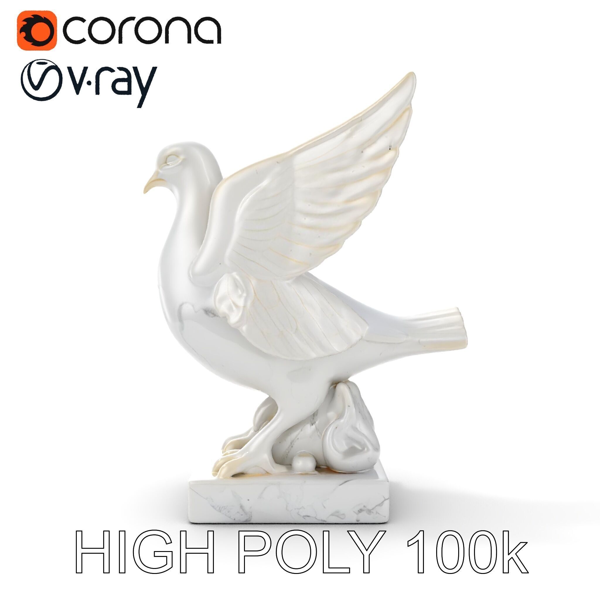 Elegant Dove Statue Model Pack for D Rendering Low-poly 3D model_19