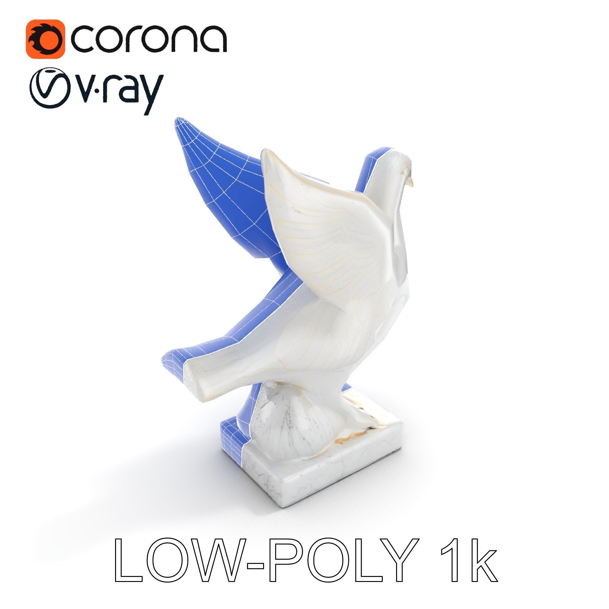 Elegant Dove Statue Model Pack for D Rendering Low-poly 3D model_10