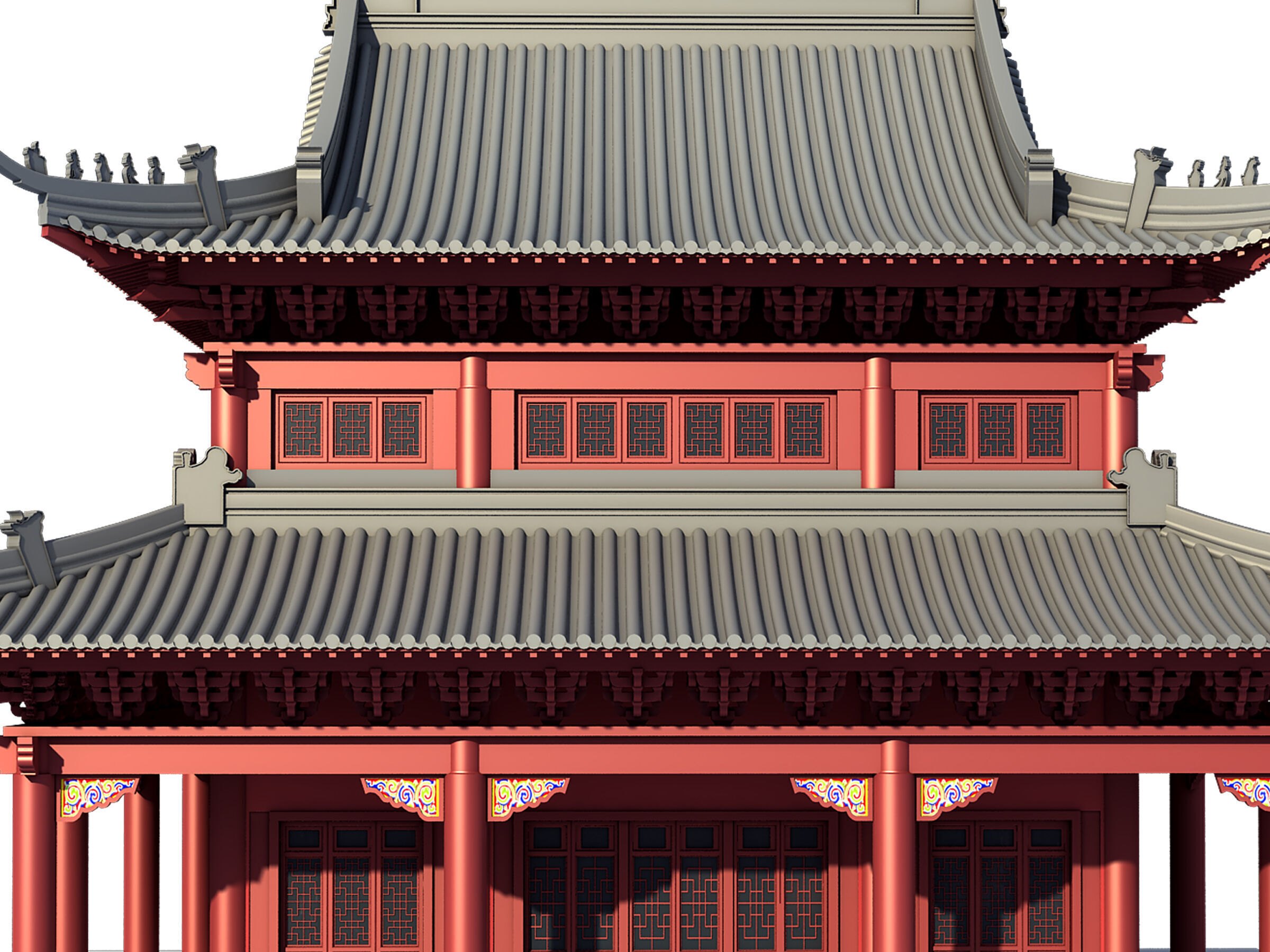Chinese ancient architecture Low-poly 3D model_6
