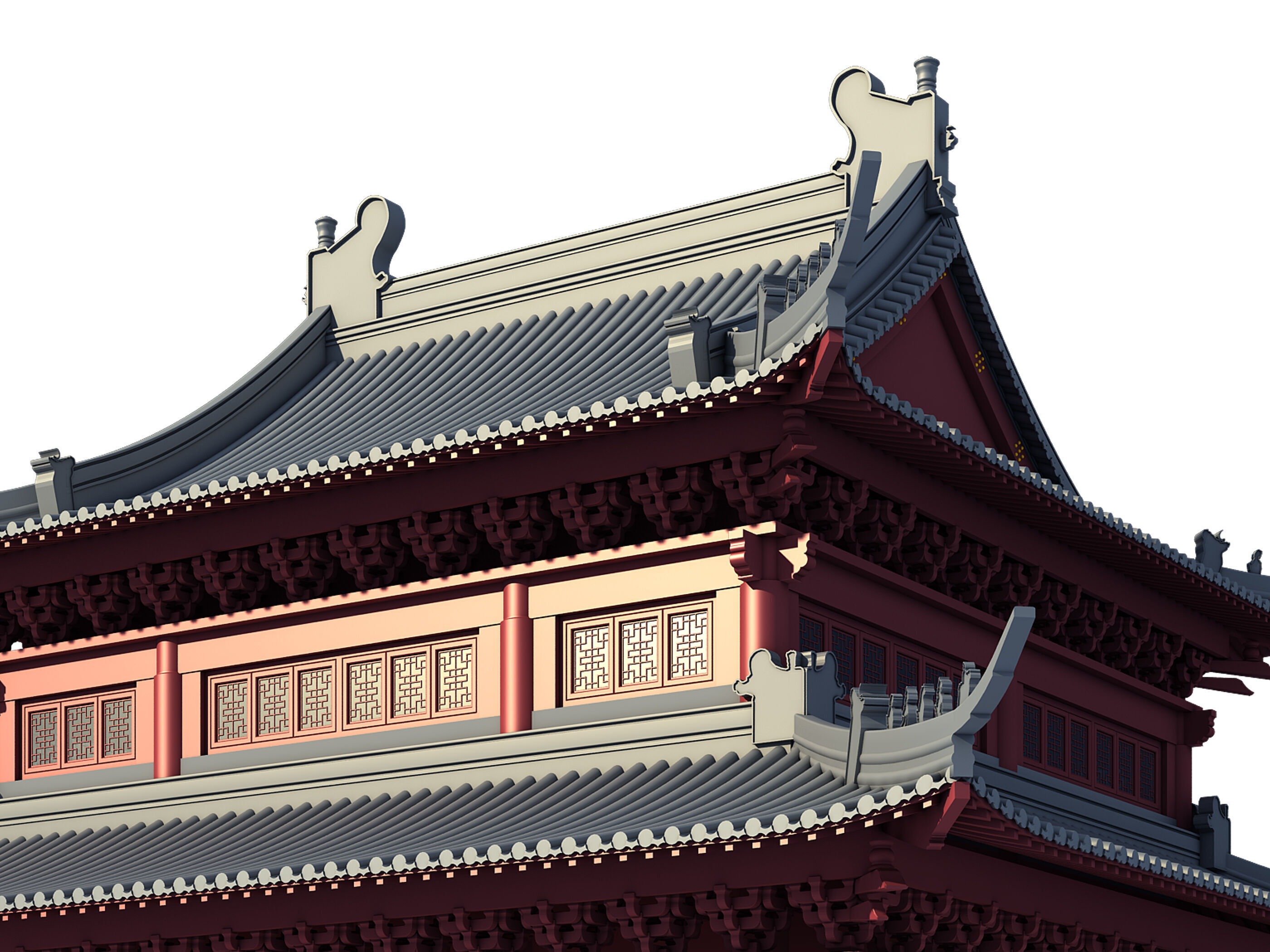Chinese ancient architecture Low-poly 3D model_2