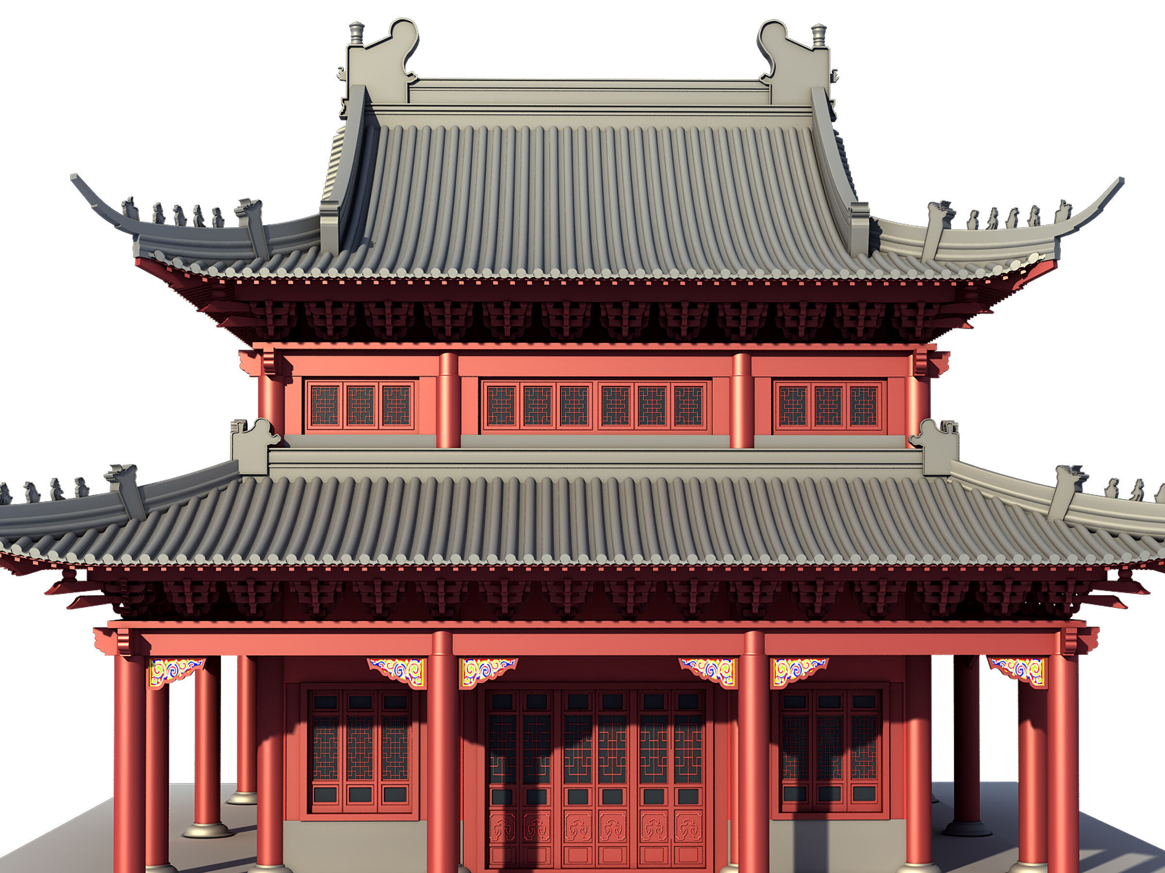 Chinese ancient architecture Low-poly 3D model_5