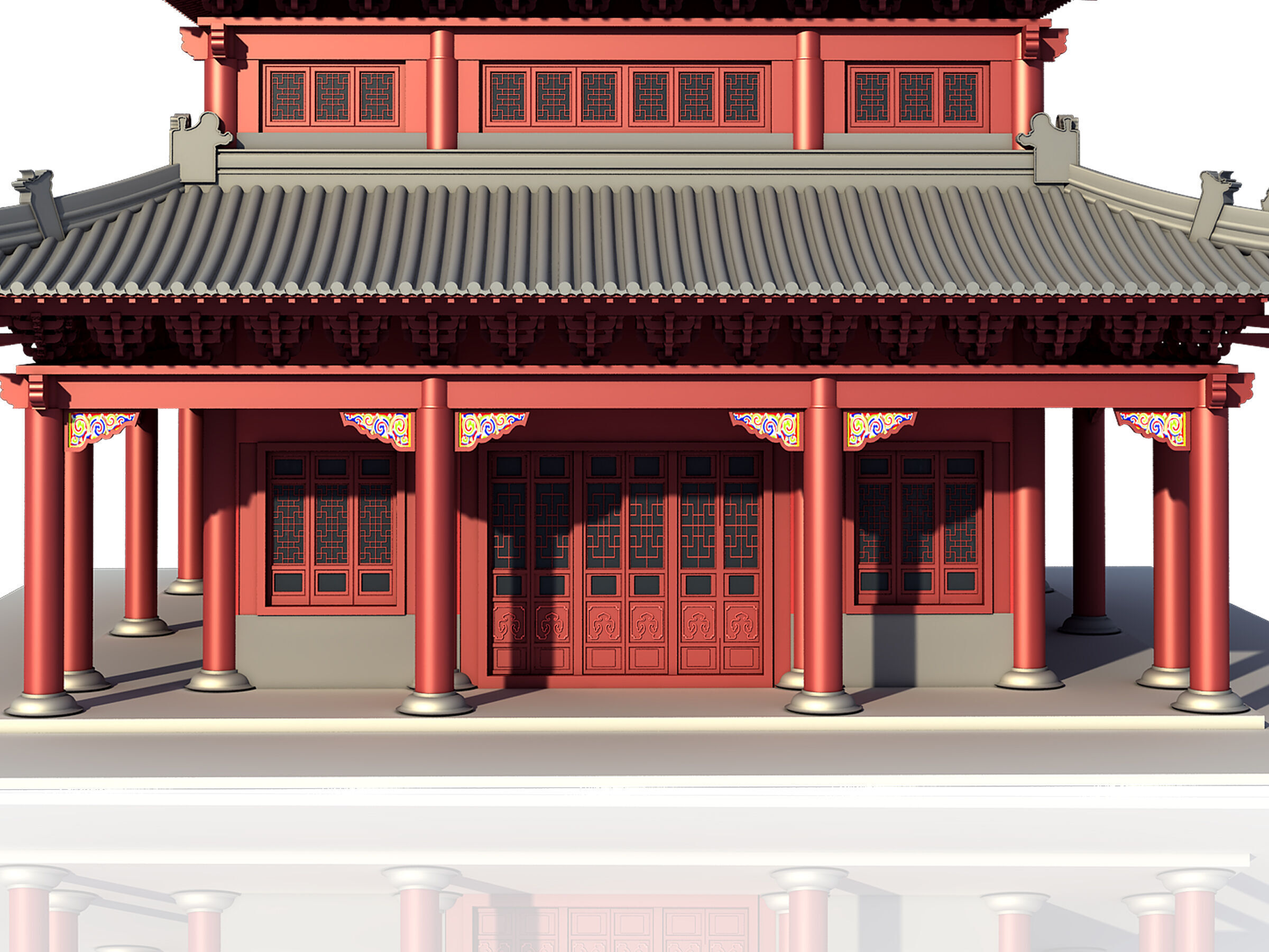 Chinese ancient architecture Low-poly 3D model_12