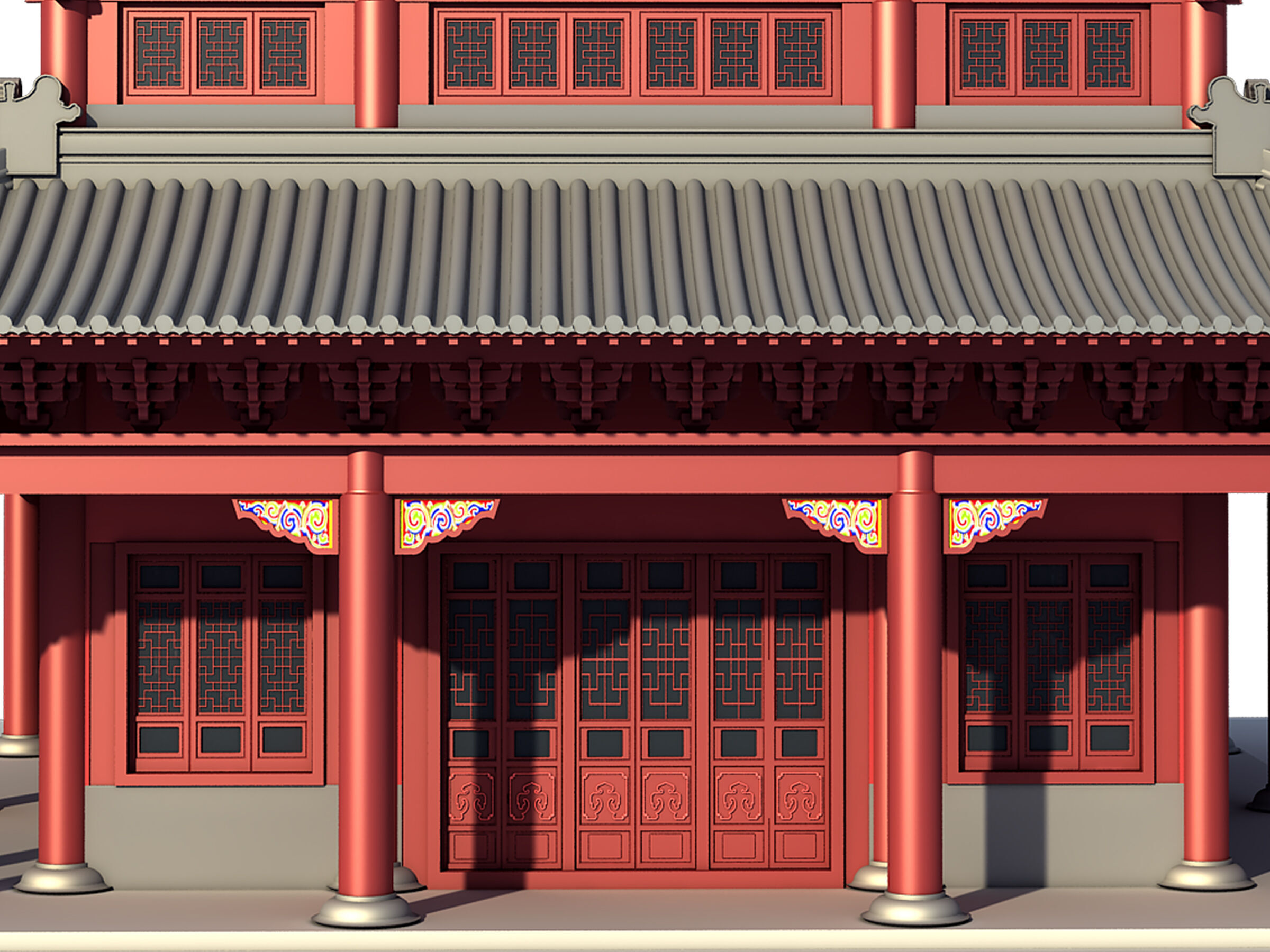 Chinese ancient architecture Low-poly 3D model_8