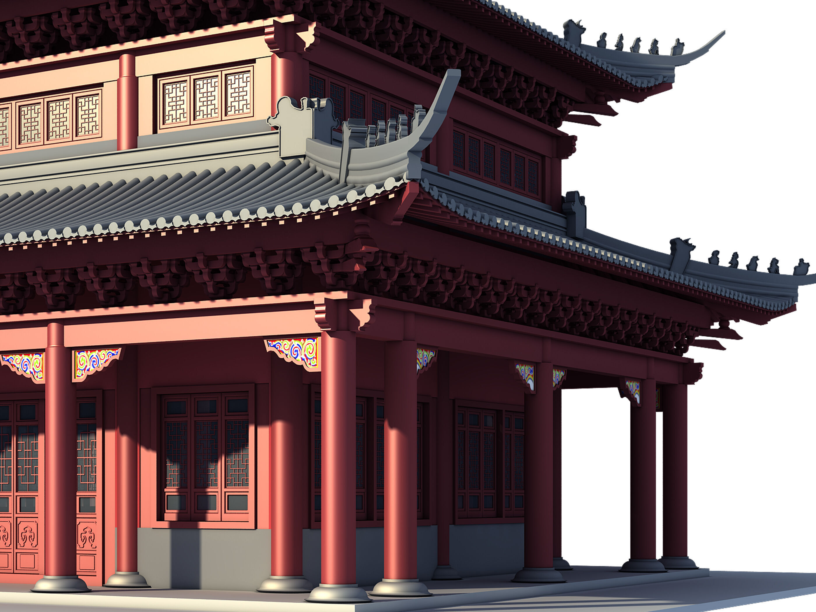 Chinese ancient architecture Low-poly 3D model_3