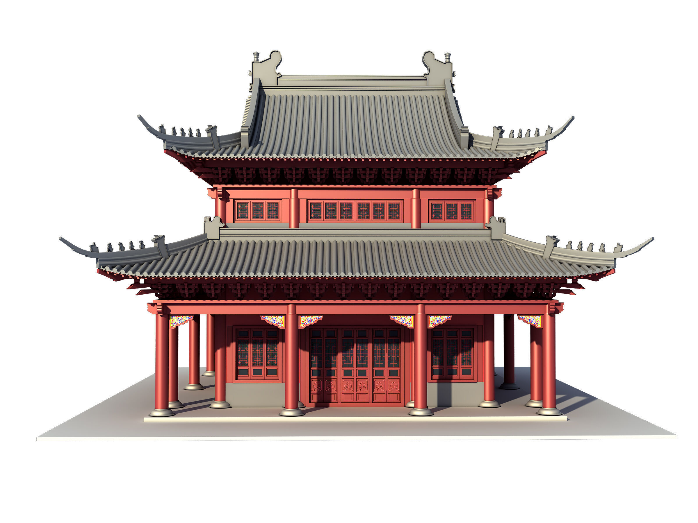 Chinese ancient architecture Low-poly 3D model_4