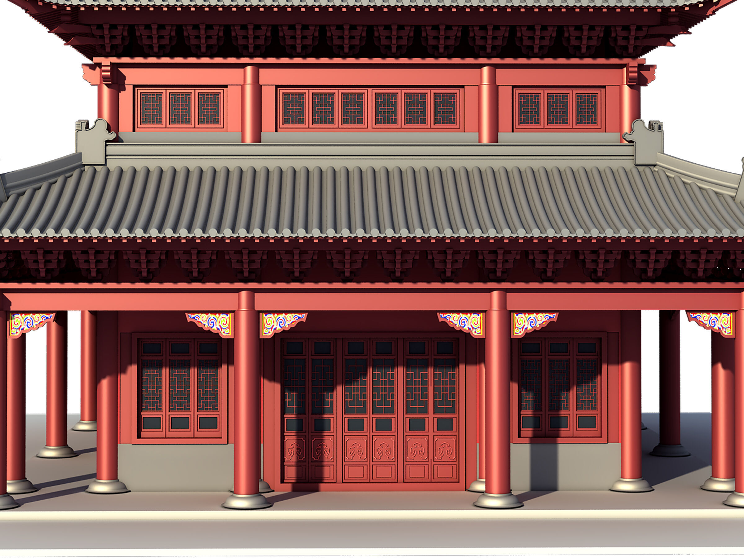 Chinese ancient architecture Low-poly 3D model_7