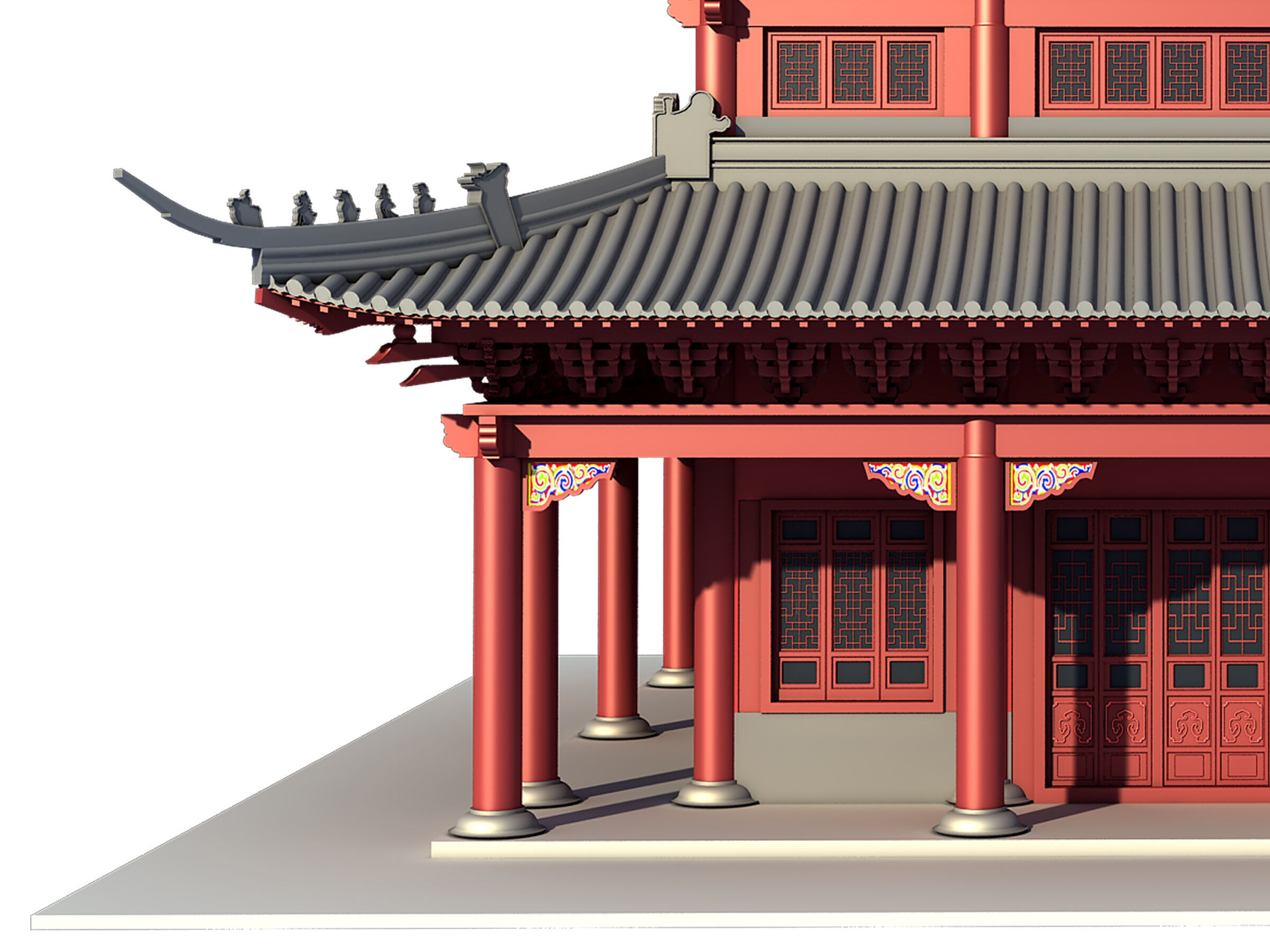 Chinese ancient architecture Low-poly 3D model_9