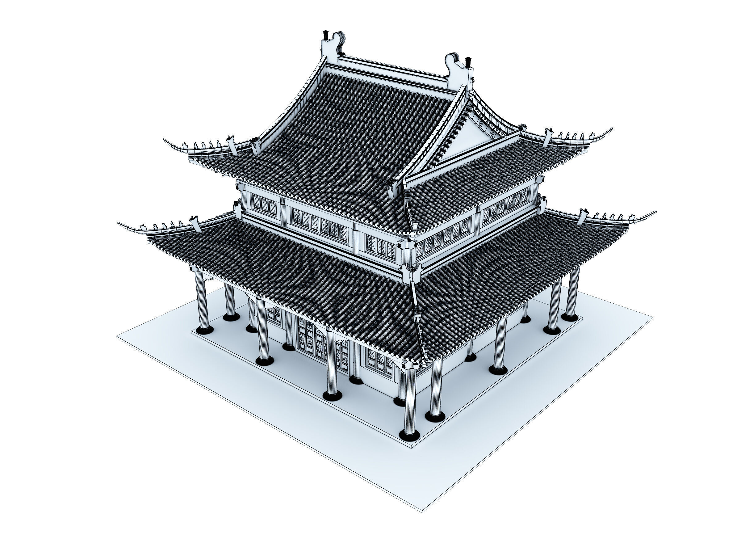 Chinese ancient architecture Low-poly 3D model_13