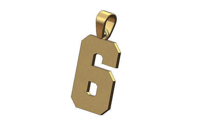 Number 6 five varsity high school letterman pendant charm  3D print model