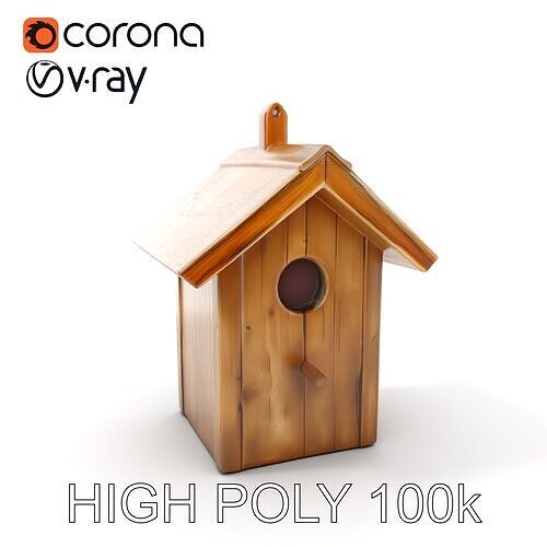 Wooden Birdhouse Model Pack for Detailed Simulations Low-poly 3D model