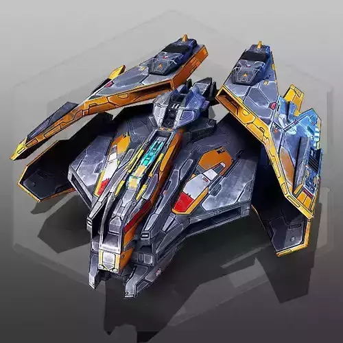 SciFi Fighter Low-poly 3D model