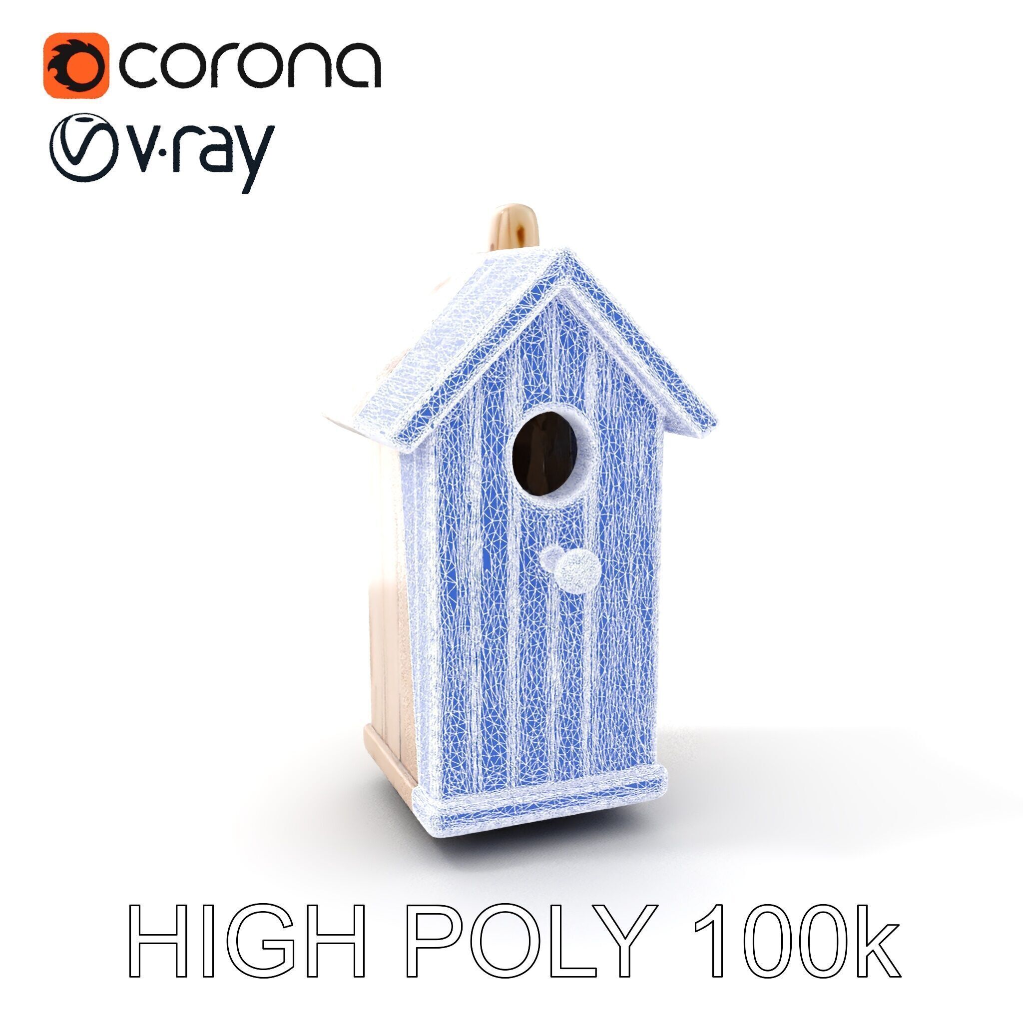 Wooden Birdhouse Model Pack with Natural Texture Low-poly 3D model_5