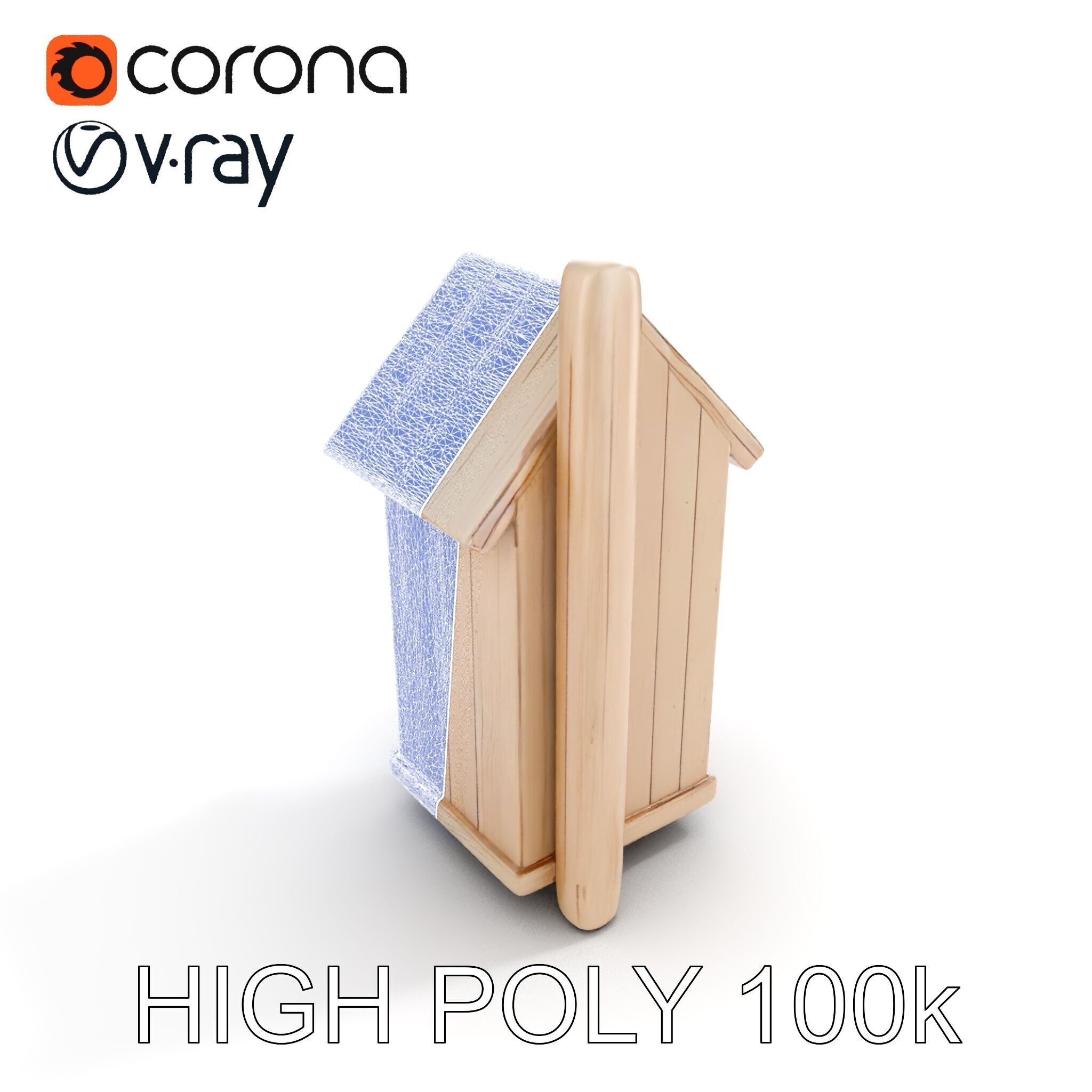 Wooden Birdhouse Model Pack with Natural Texture Low-poly 3D model_34