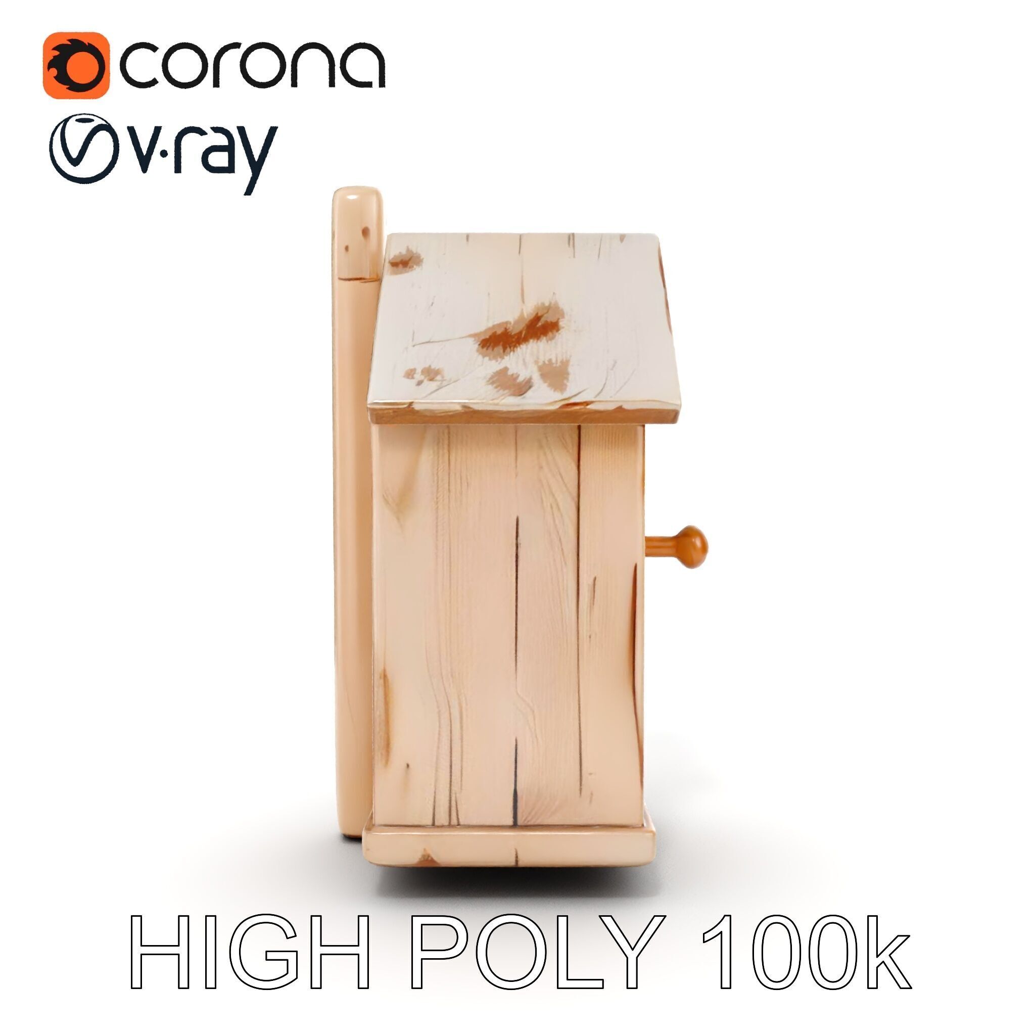 Wooden Birdhouse Model Pack with Natural Texture Low-poly 3D model_18