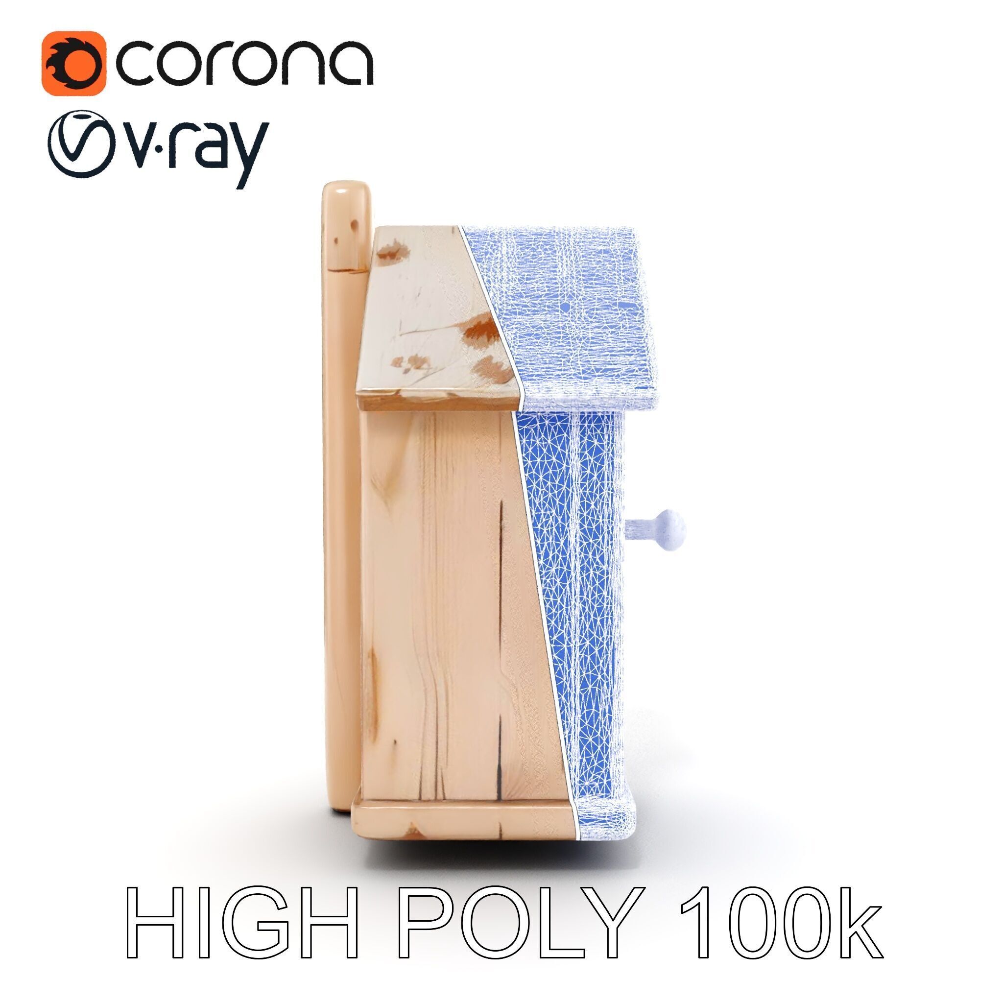 Wooden Birdhouse Model Pack with Natural Texture Low-poly 3D model_28