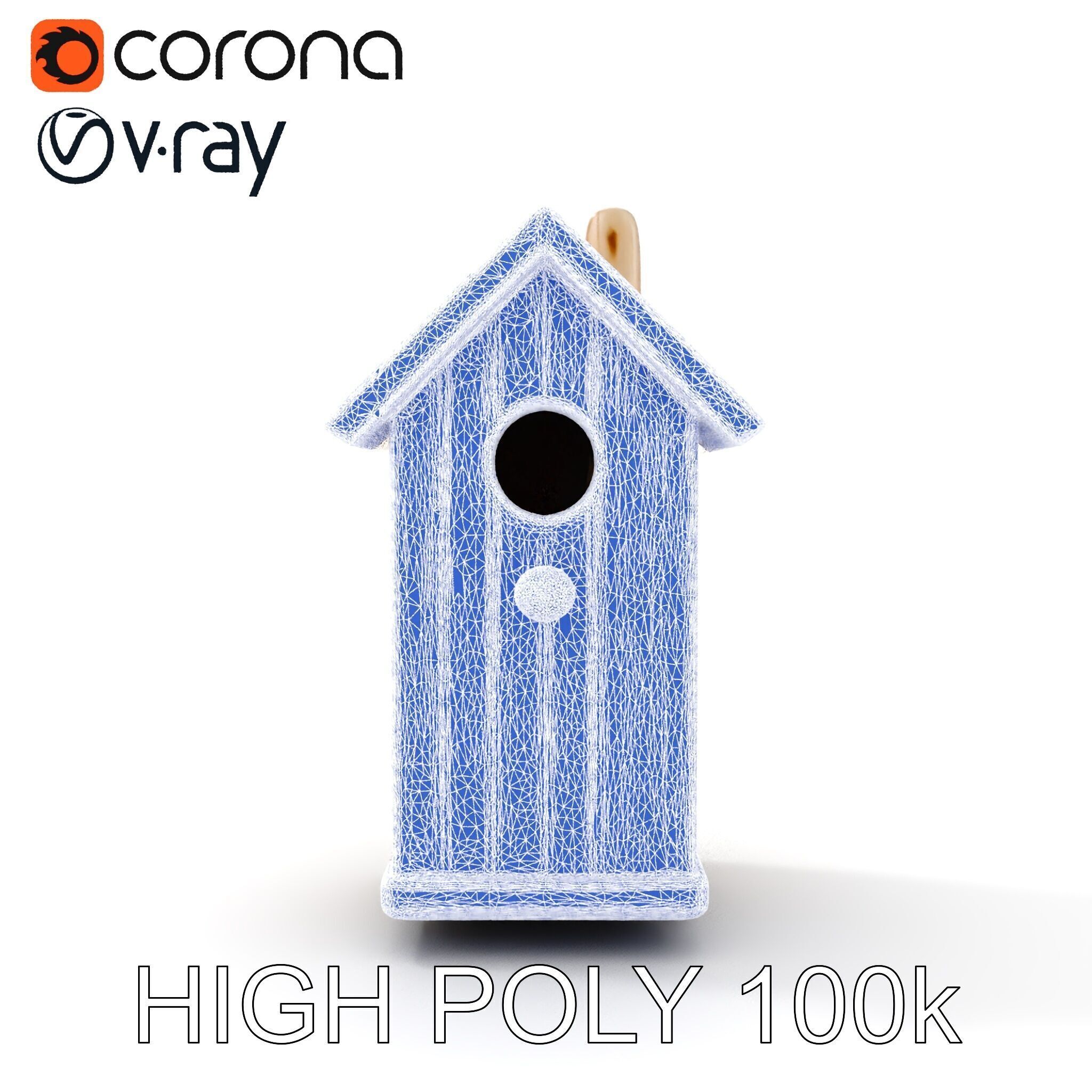 Wooden Birdhouse Model Pack with Natural Texture Low-poly 3D model_33