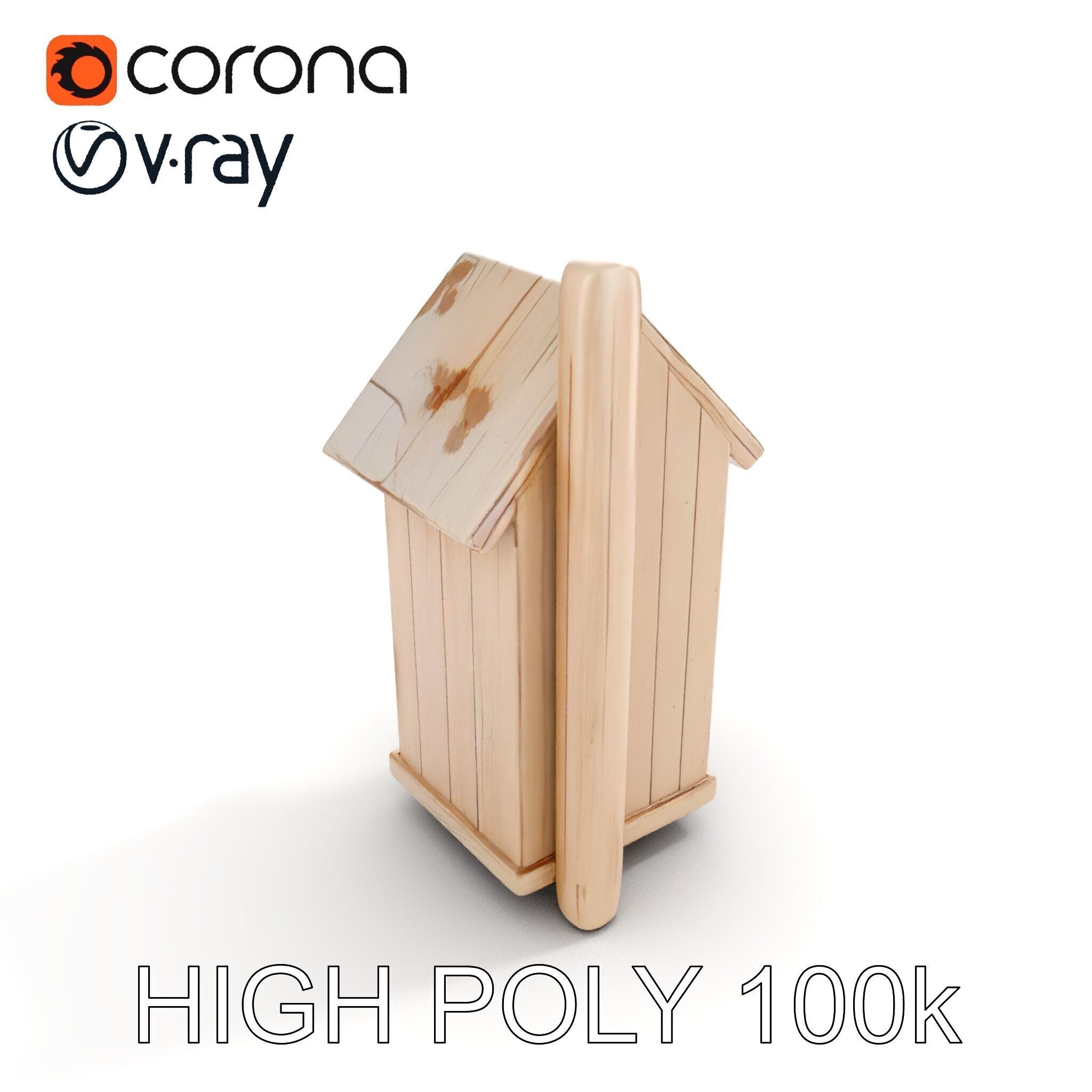 Wooden Birdhouse Model Pack with Natural Texture Low-poly 3D model_11