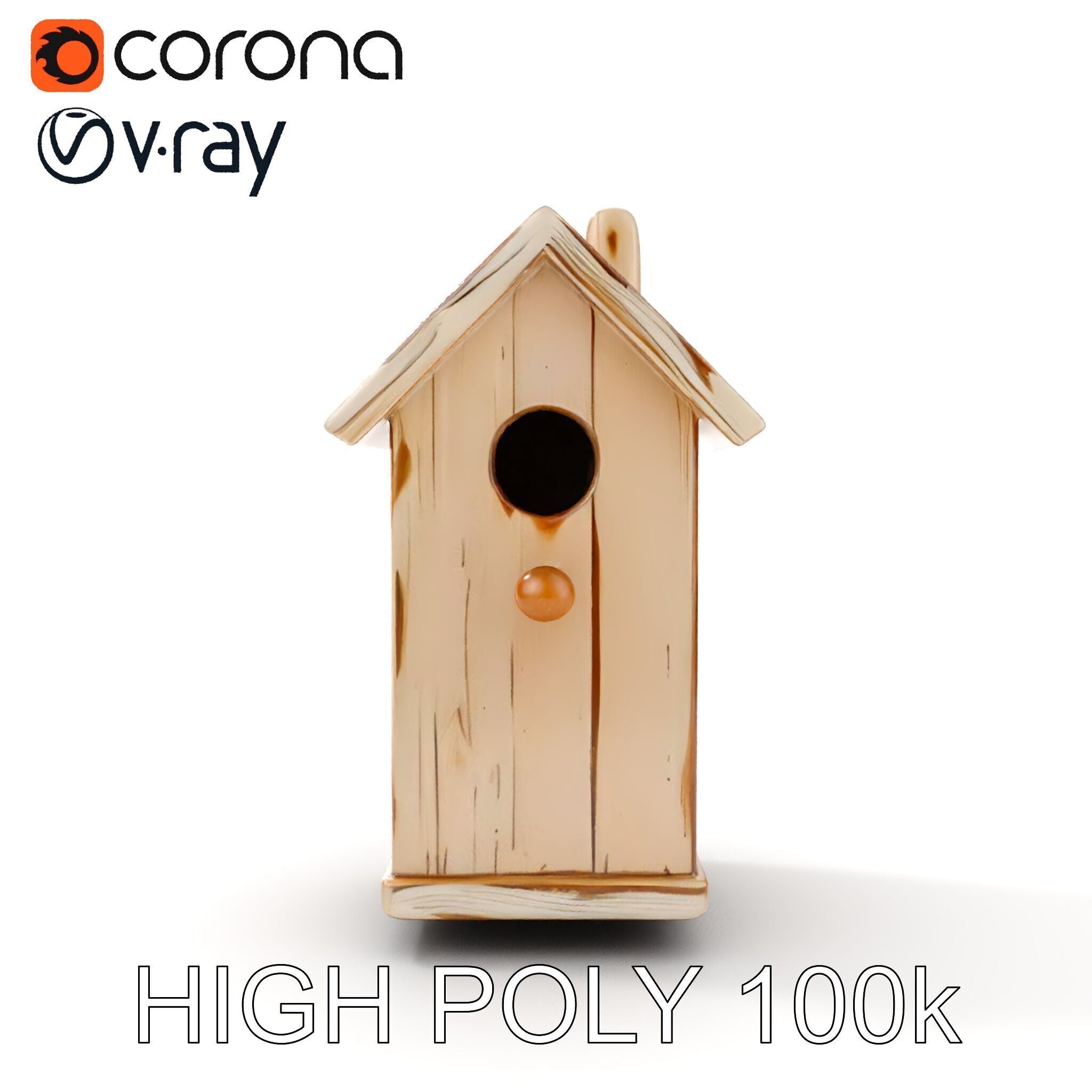 Wooden Birdhouse Model Pack with Natural Texture Low-poly 3D model_22