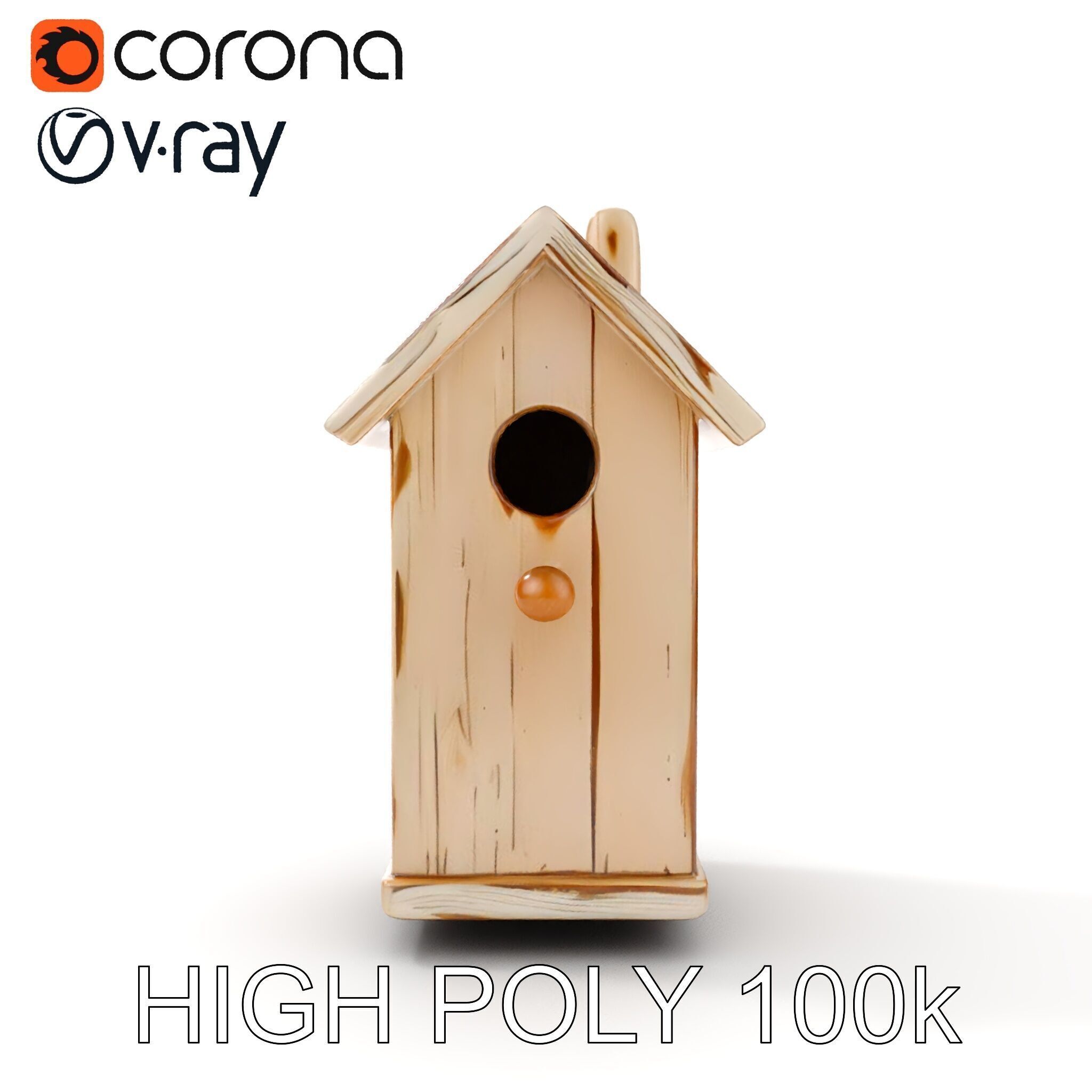 Wooden Birdhouse Model Pack with Natural Texture Low-poly 3D model_16