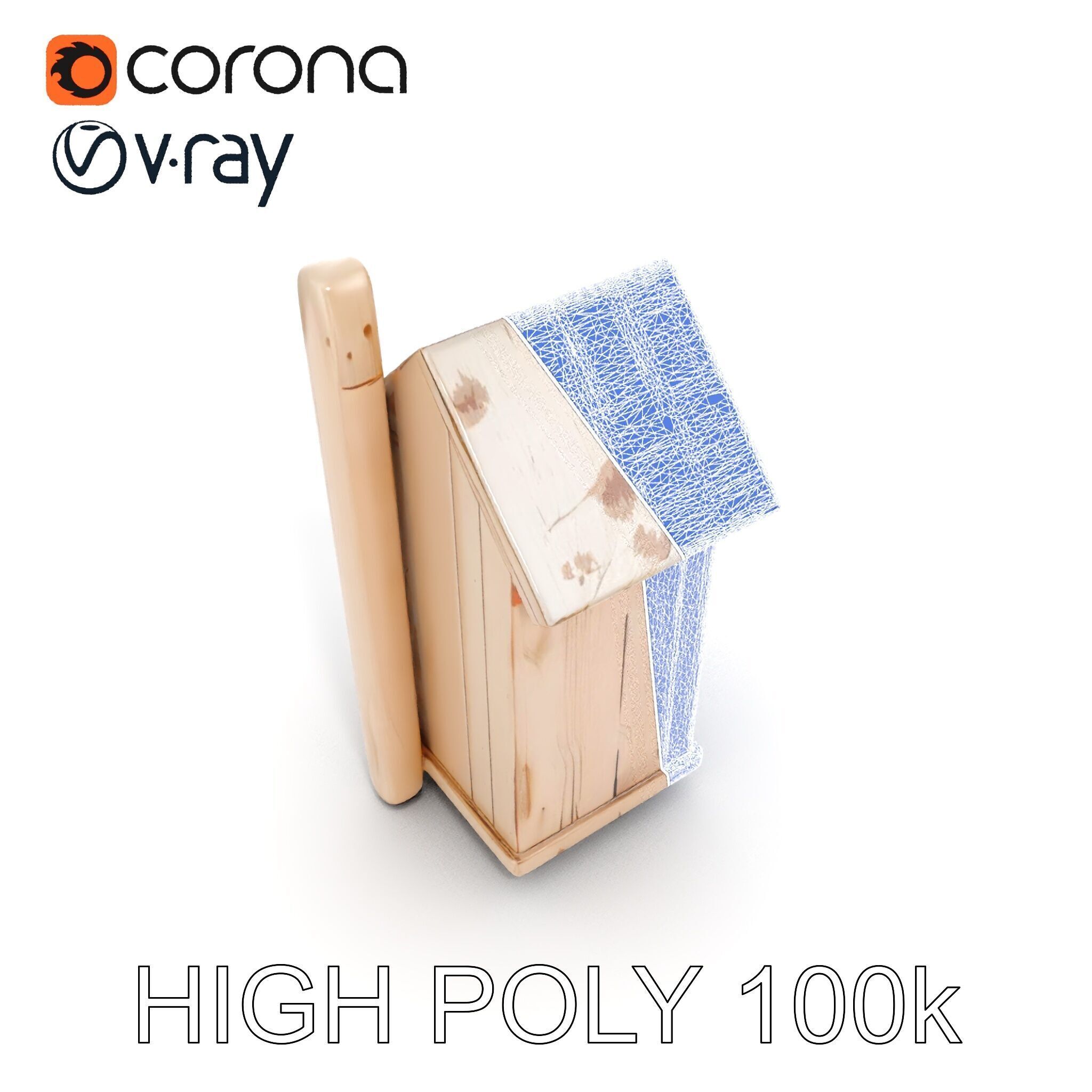 Wooden Birdhouse Model Pack with Natural Texture Low-poly 3D model_25