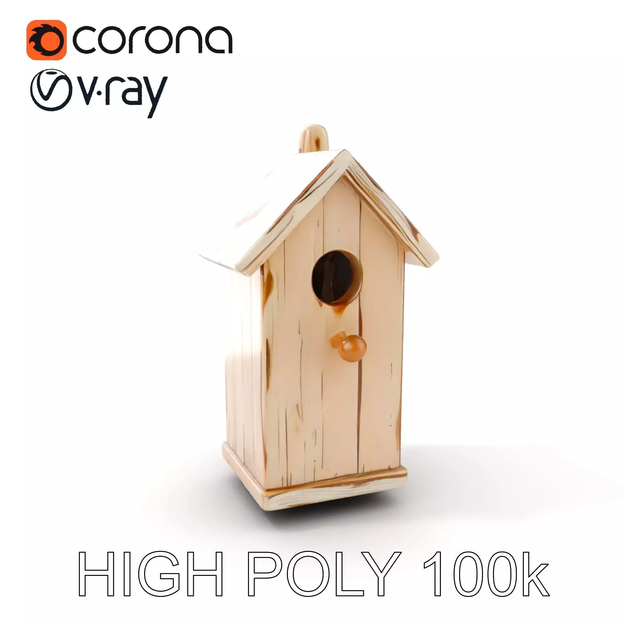 Wooden Birdhouse Model Pack with Natural Texture Low-poly 3D model_0