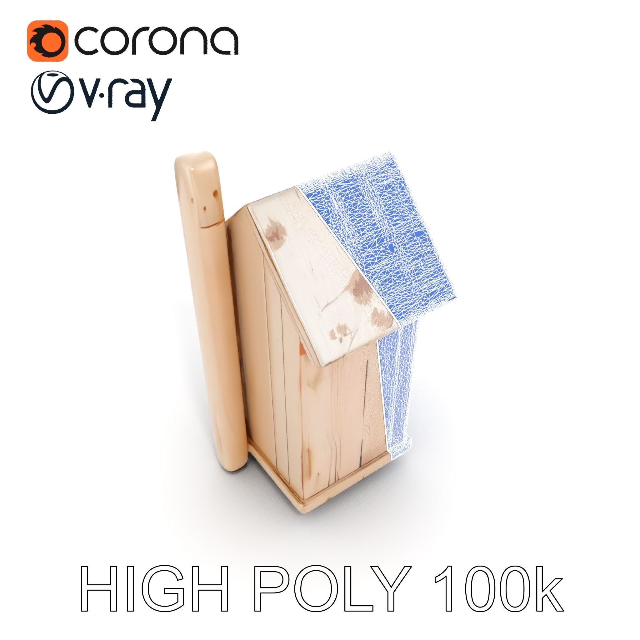 Wooden Birdhouse Model Pack with Natural Texture Low-poly 3D model_12