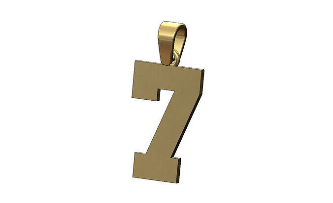 Number 7 seven varsity high school letterman pendant charm 3D print model