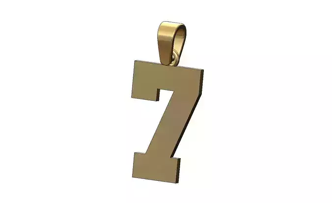 Number 7 seven varsity high school letterman pendant charm 3D print model
